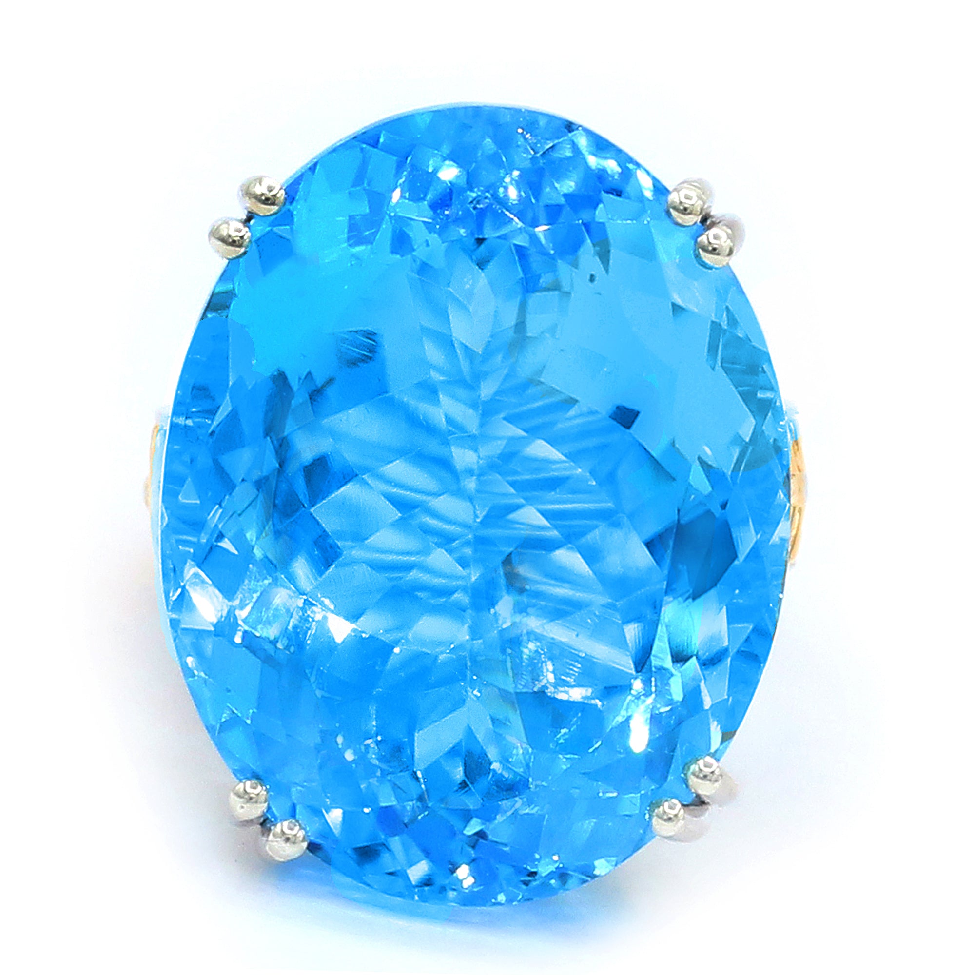 Couture Gems One-of-a-Kind 24K Palladium Silver 69.75ctw Swiss Blue Topaz Honker Ring