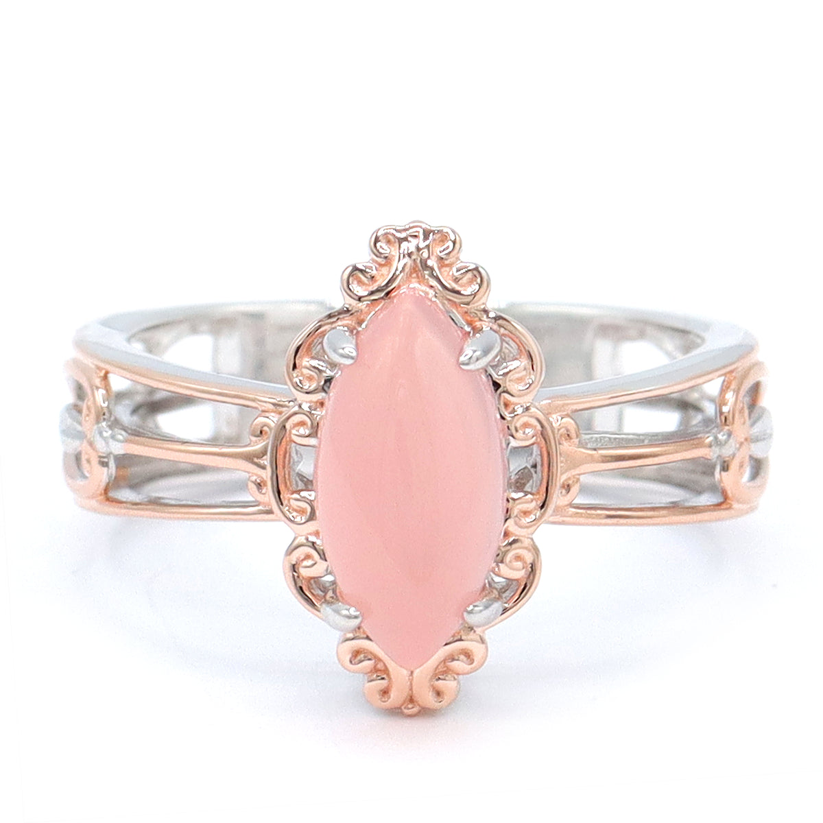 Bague Gems en Vogue en calcédoine rose de 14,20 ct et zircon blanc