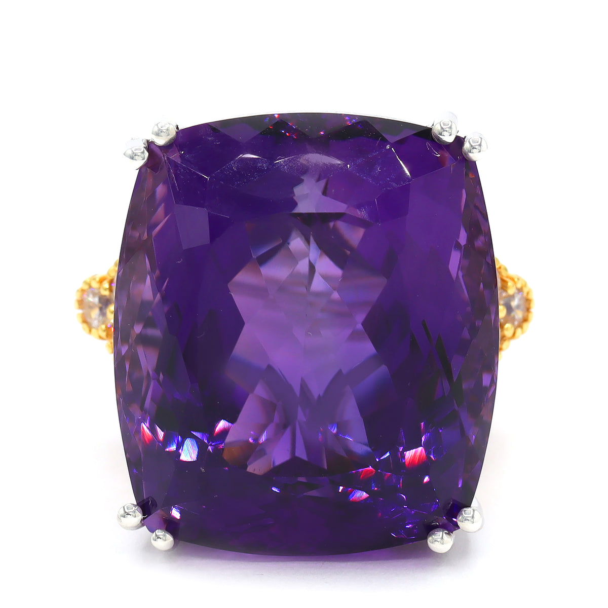 Couture Gems One-of-a-Kind 24K Palladium Silver 61.96ctw Tanzanian Amethyst & White Zircon Honker Ring