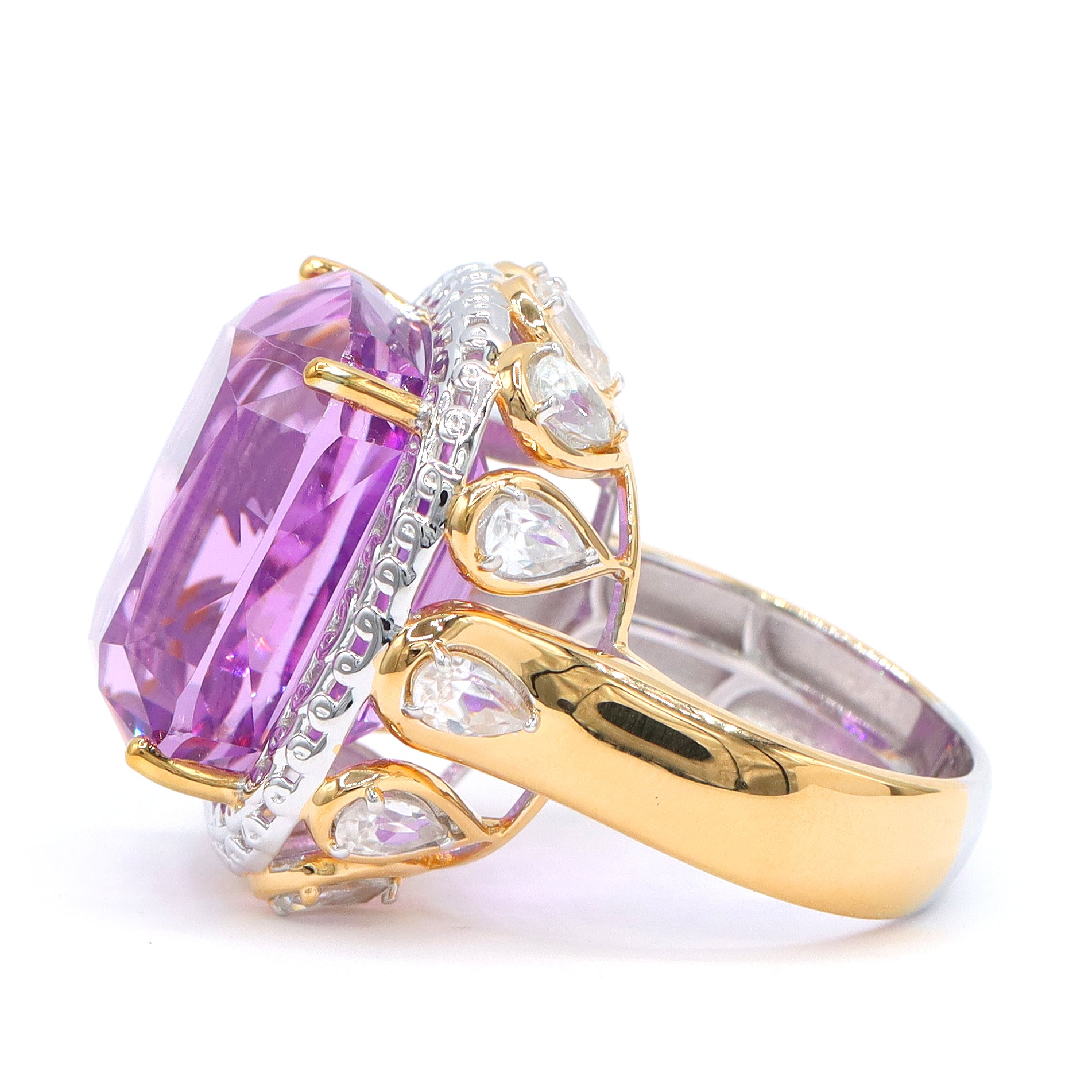 Couture Gems One-of-a-Kind 24K Palladium Silver 41.42ctw Martha Rocha 5A Kunzite & White Zircon Ring