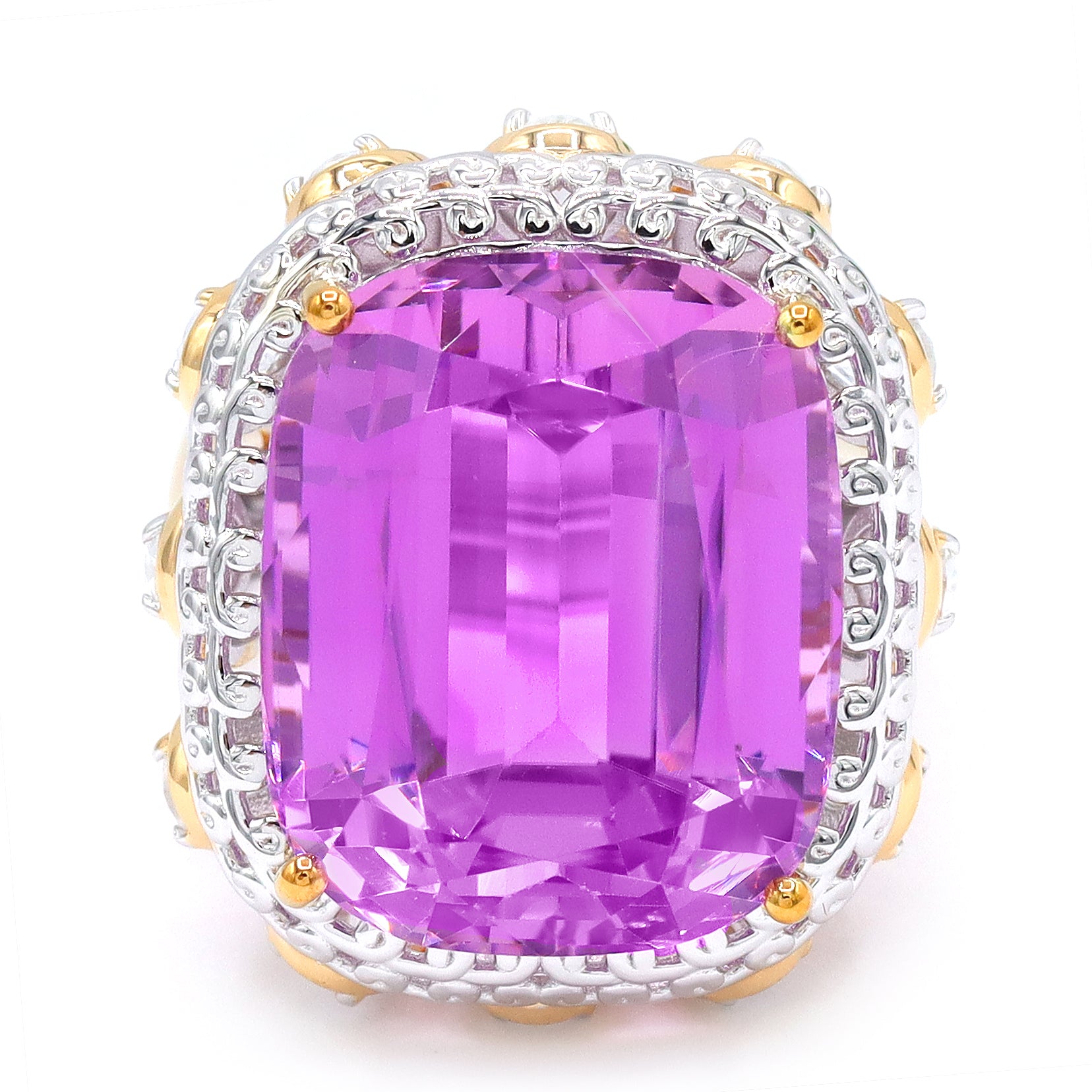 Couture Gems One-of-a-Kind 24K Palladium Silver 41.42ctw Martha Rocha 5A Kunzite & White Zircon Ring