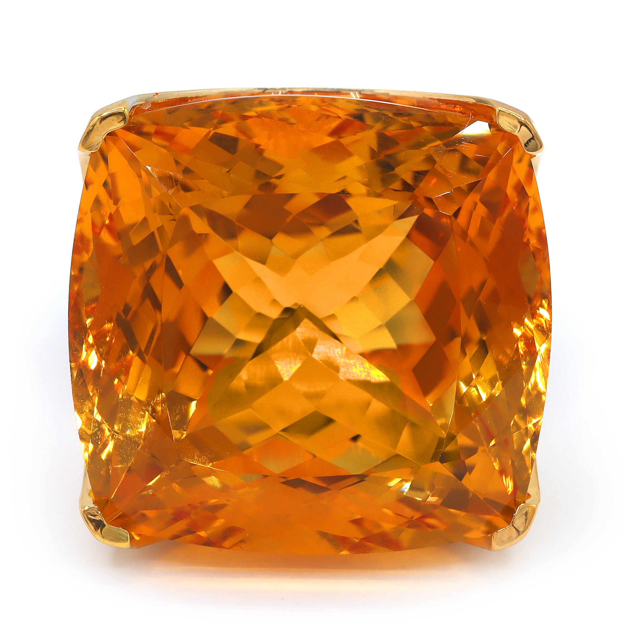 Couture Gems One-of-a-Kind 24K Palladium Silver 57.74ctw Fire Citrine & White Zircon Honker Ring