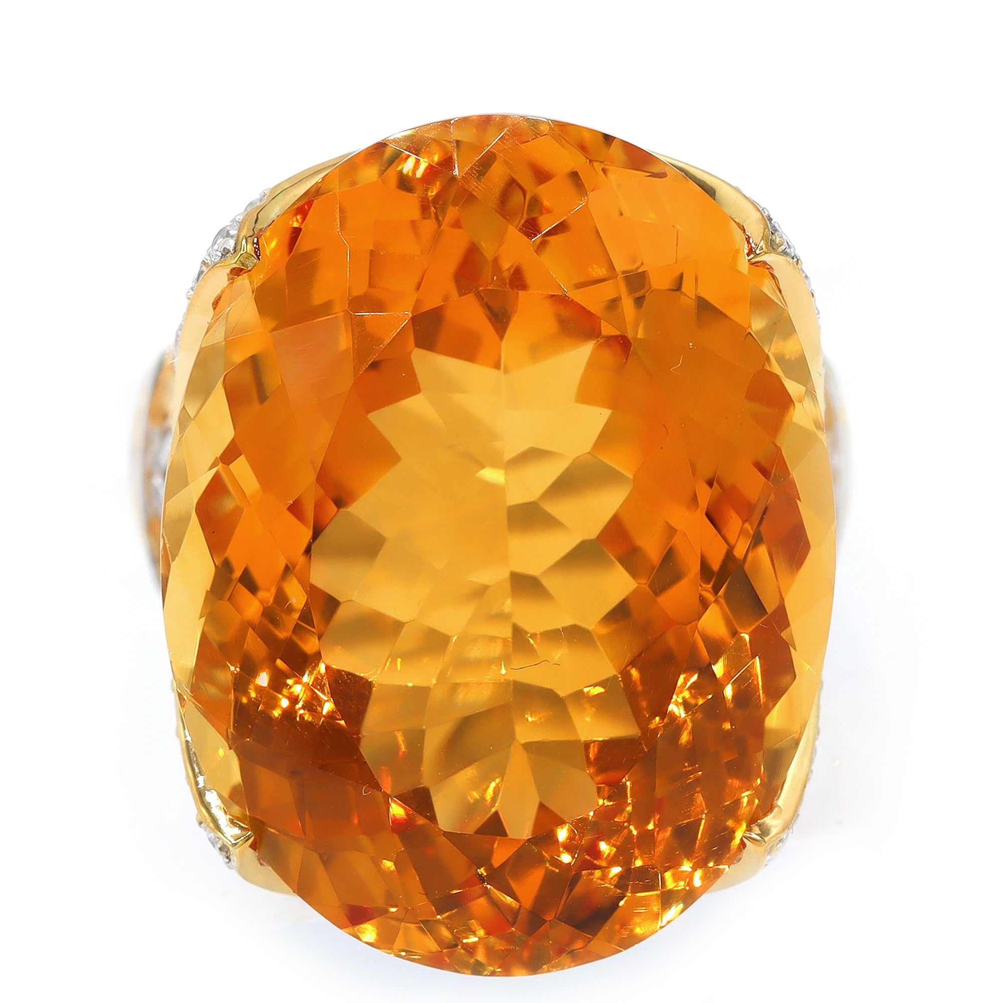 Couture Gems One-of-a-Kind 24K Palladium Silver 51.78ctw Fire Citrine & White Zircon Honker Ring