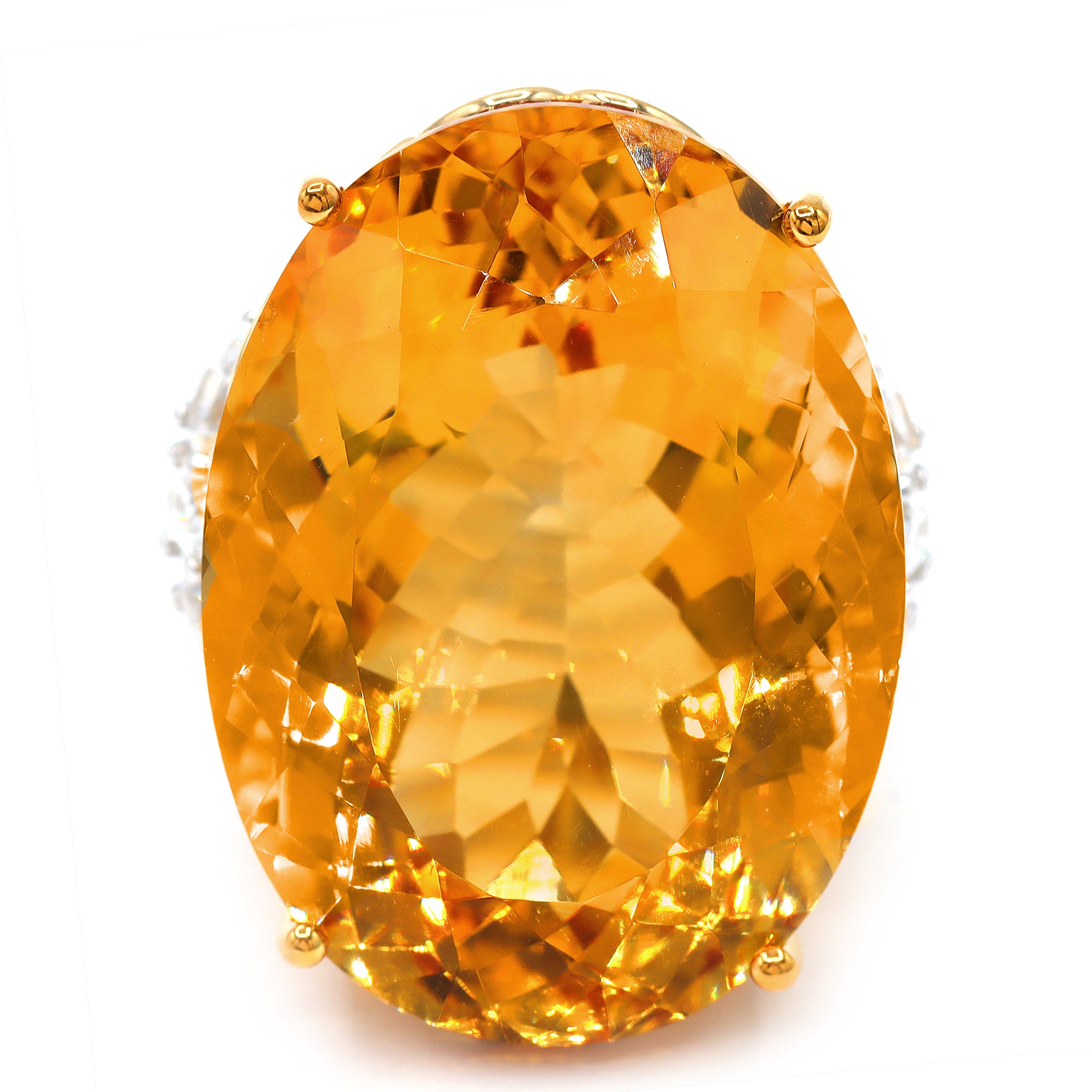 Couture Gems One-of-a-Kind 24K Palladium Silver 54.86ctw Fire Citrine & White Zircon Honker Ring