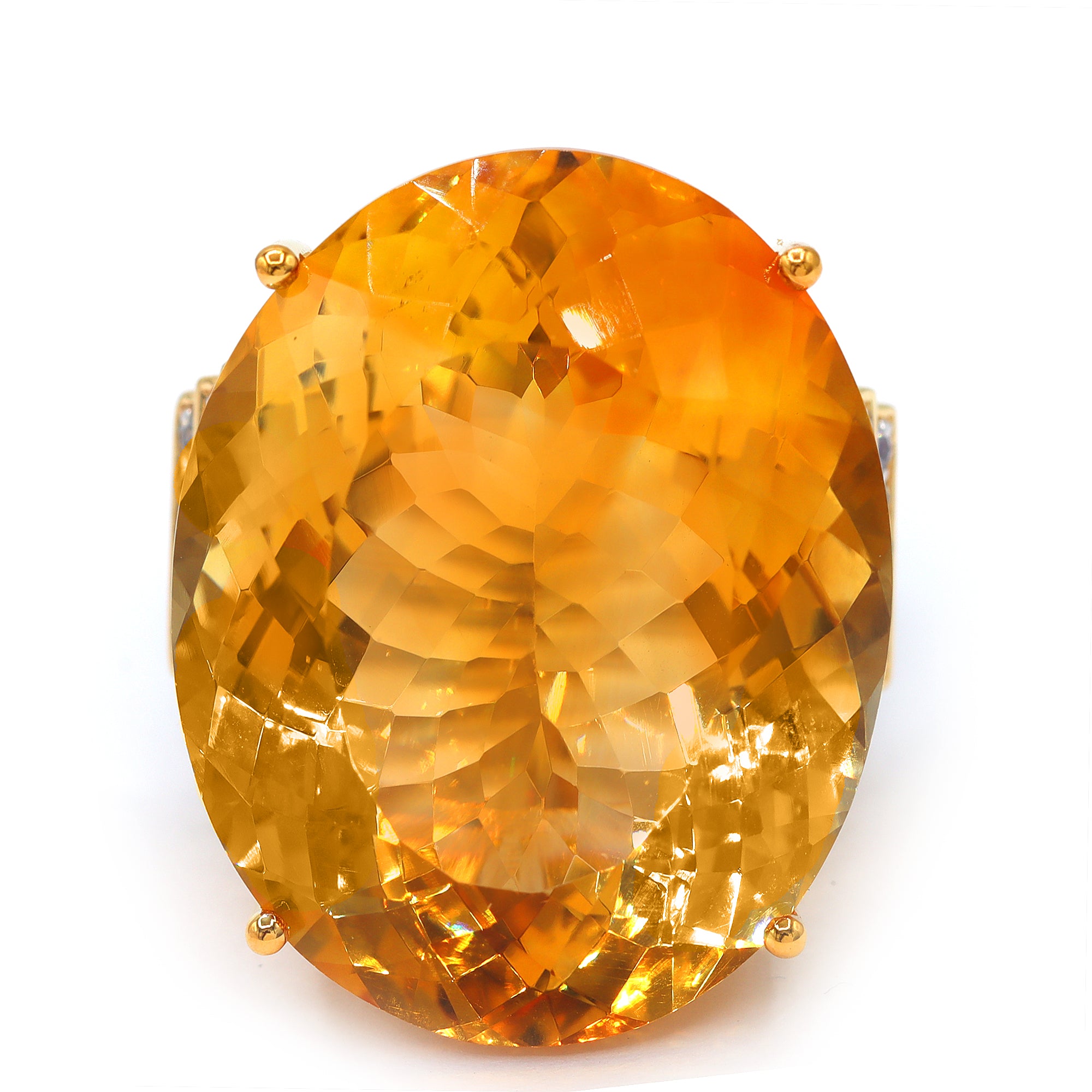 Couture Gems One-of-a-Kind 24K Palladium Silver 55.74ctw Fire Citrine & White Zircon Honker Ring
