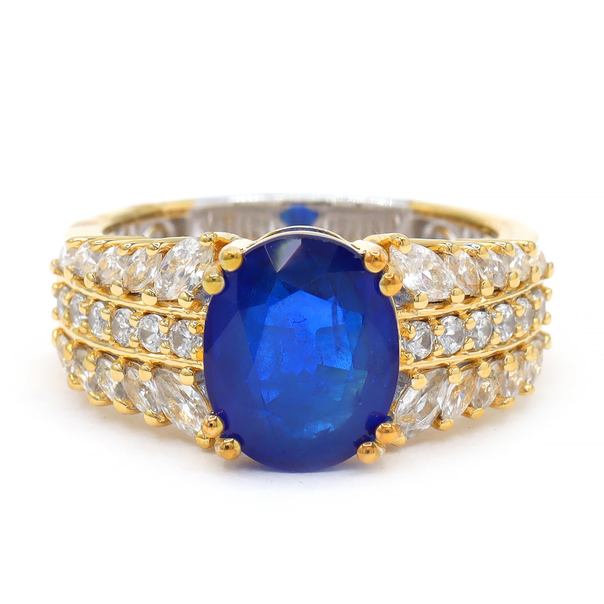 Couture Gems One-of-a-Kind 24K Palladium Silver 5.58ctw Cobalt Blue Spinel & White Zircon Ring