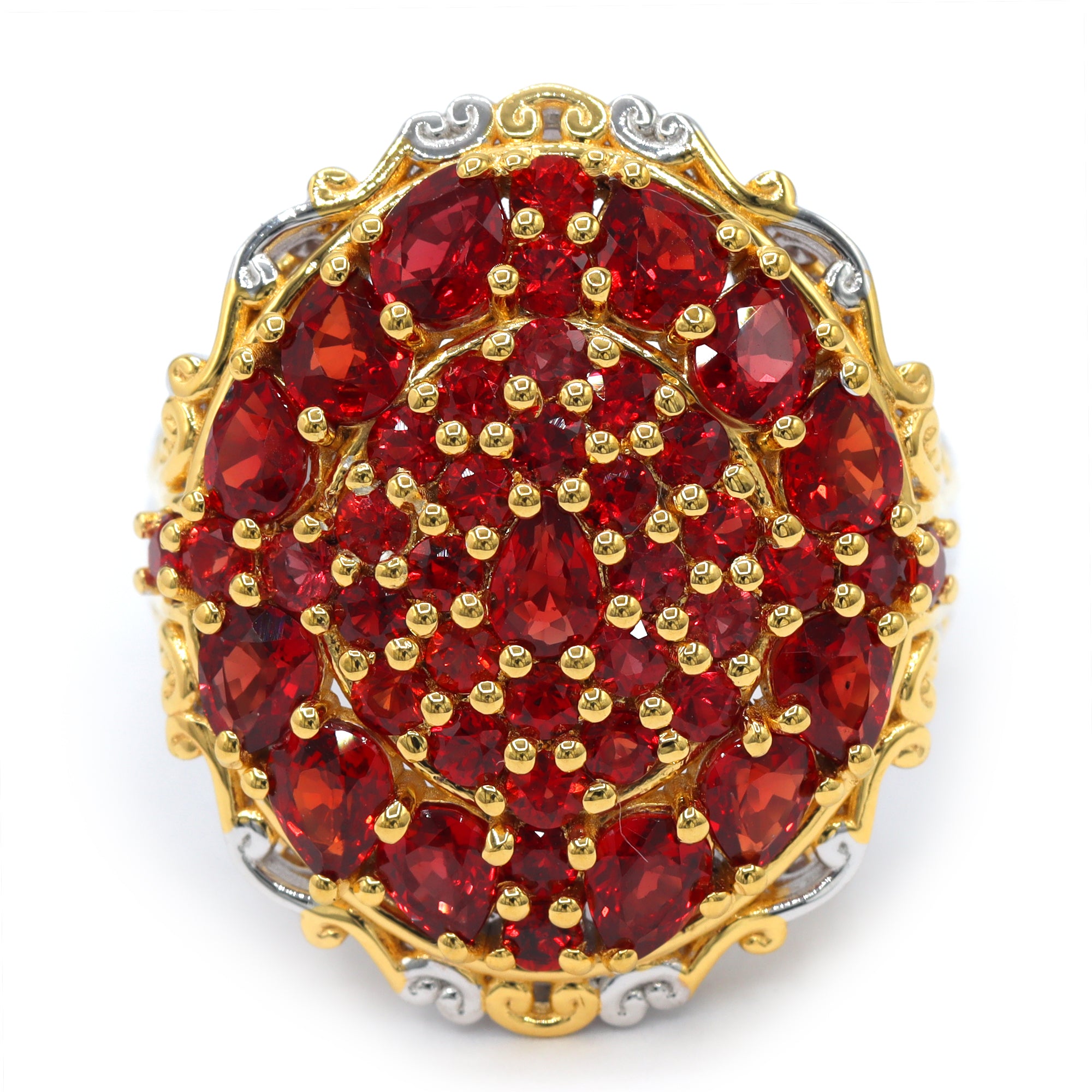 Couture Gems One-of-a-Kind 24K Palladium Silver 5.18ctw Crimson Red Sapphire Cluster Ring