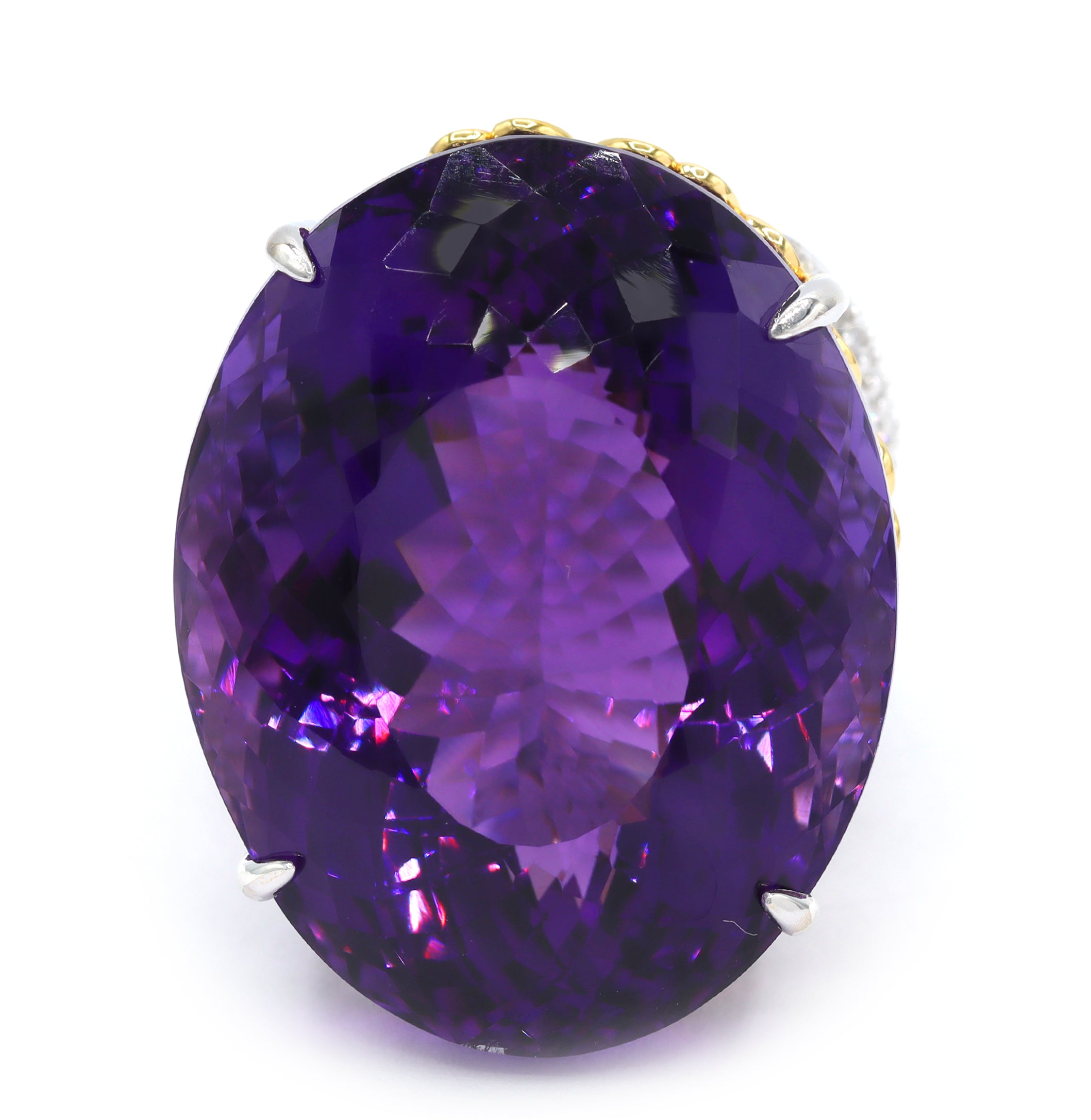 Couture Gems One-of-a-Kind 24K Palladium Silver 115.84ctw Tanzanian Amethyst & White Zircon Honker Ring
