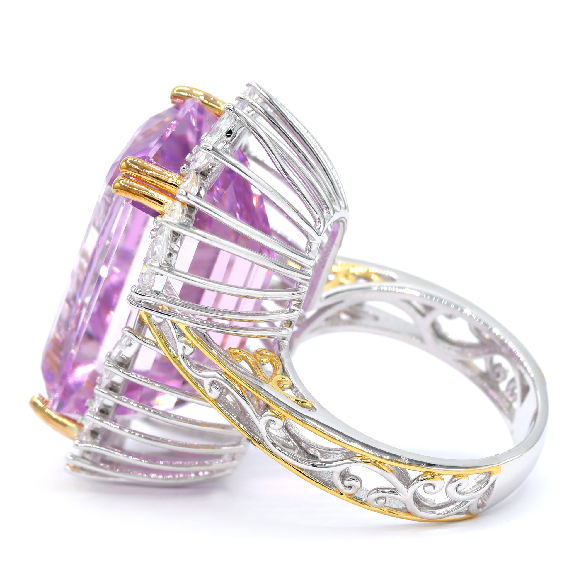Couture Gems One-of-a-Kind 24K Palladium Silver 40.77ctw Martha Rocha 5A Kunzite & White Zircon Ring
