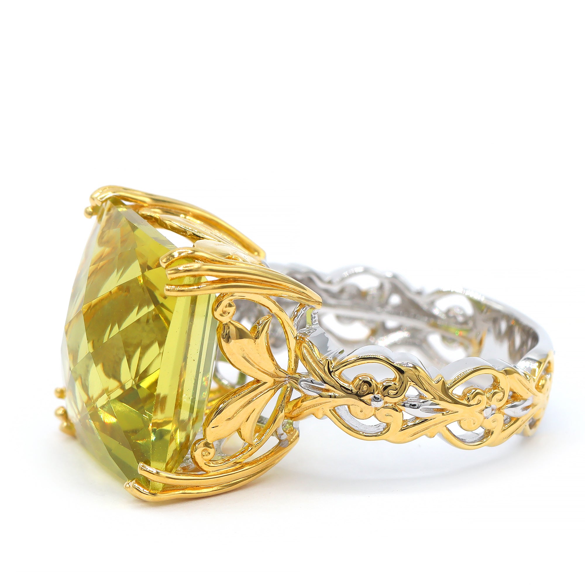 Gems en Vogue 24K Palladium Silver 21.20ctw Ouro Verde Honker Ring