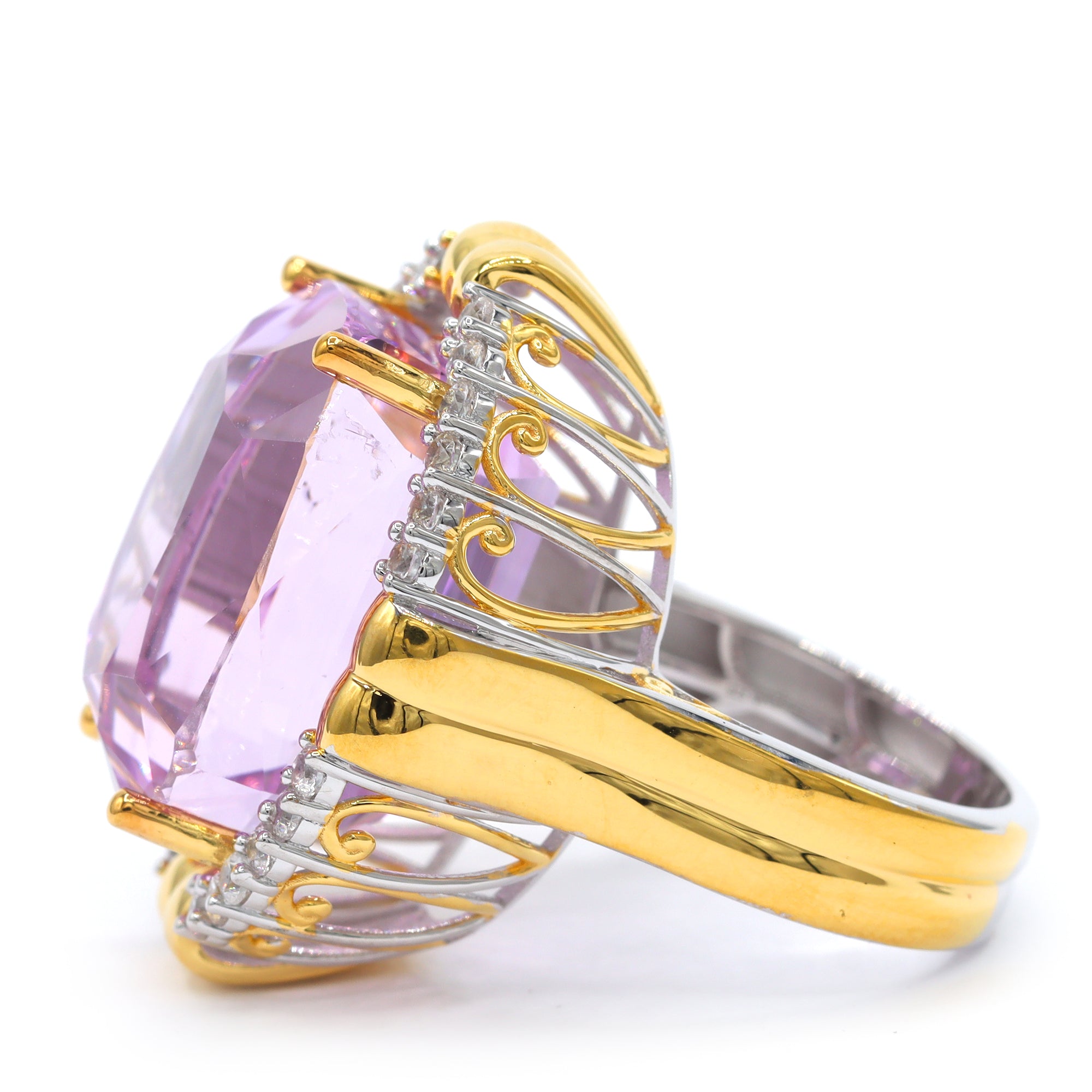 Couture Gems One-of-a-Kind 24K Palladium Silver 41.12ctw Martha Rocha 5A Kunzite & White Zircon Ring
