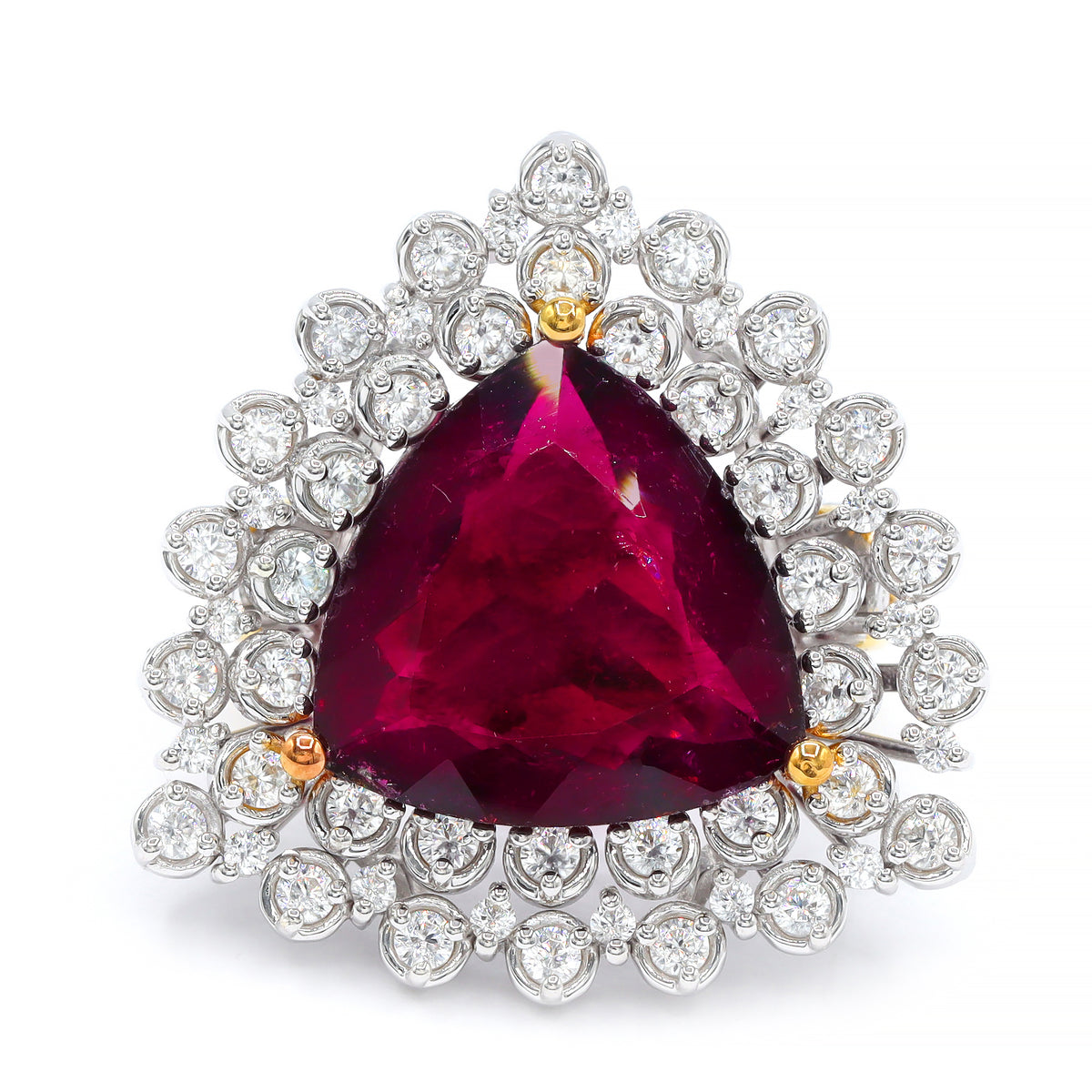 Bague Couture Gems Rubellite & Zircon Blanc (3,10 carats au total) Pièce Unique