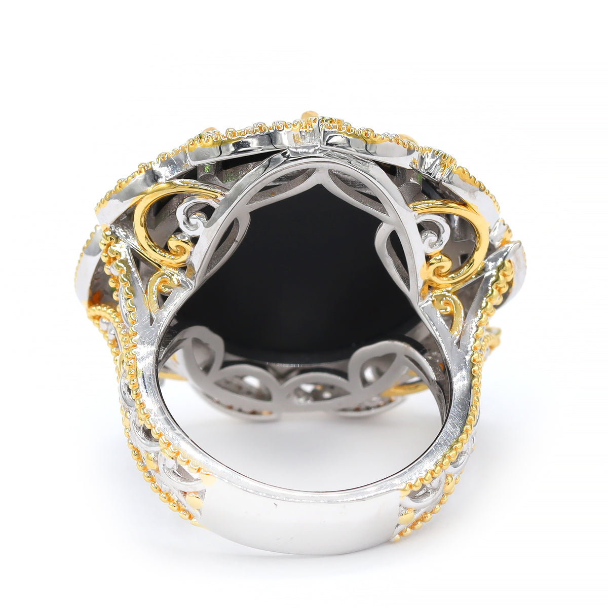 Couture Gems One-of-a-Kind 24K Palladium Silver Ammolite, Chrome Diopside & White Zircon Ring