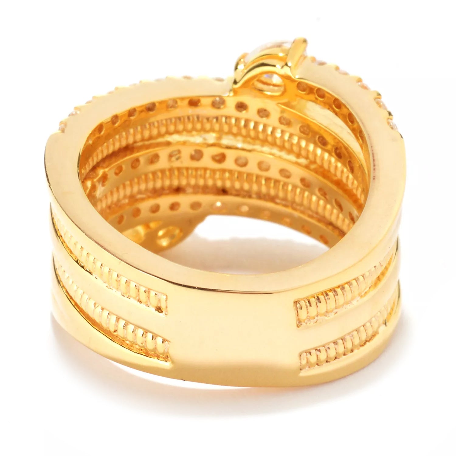 Hall of Jewels 1.82ctw Pear & Round White Zircon Multi Row Ring