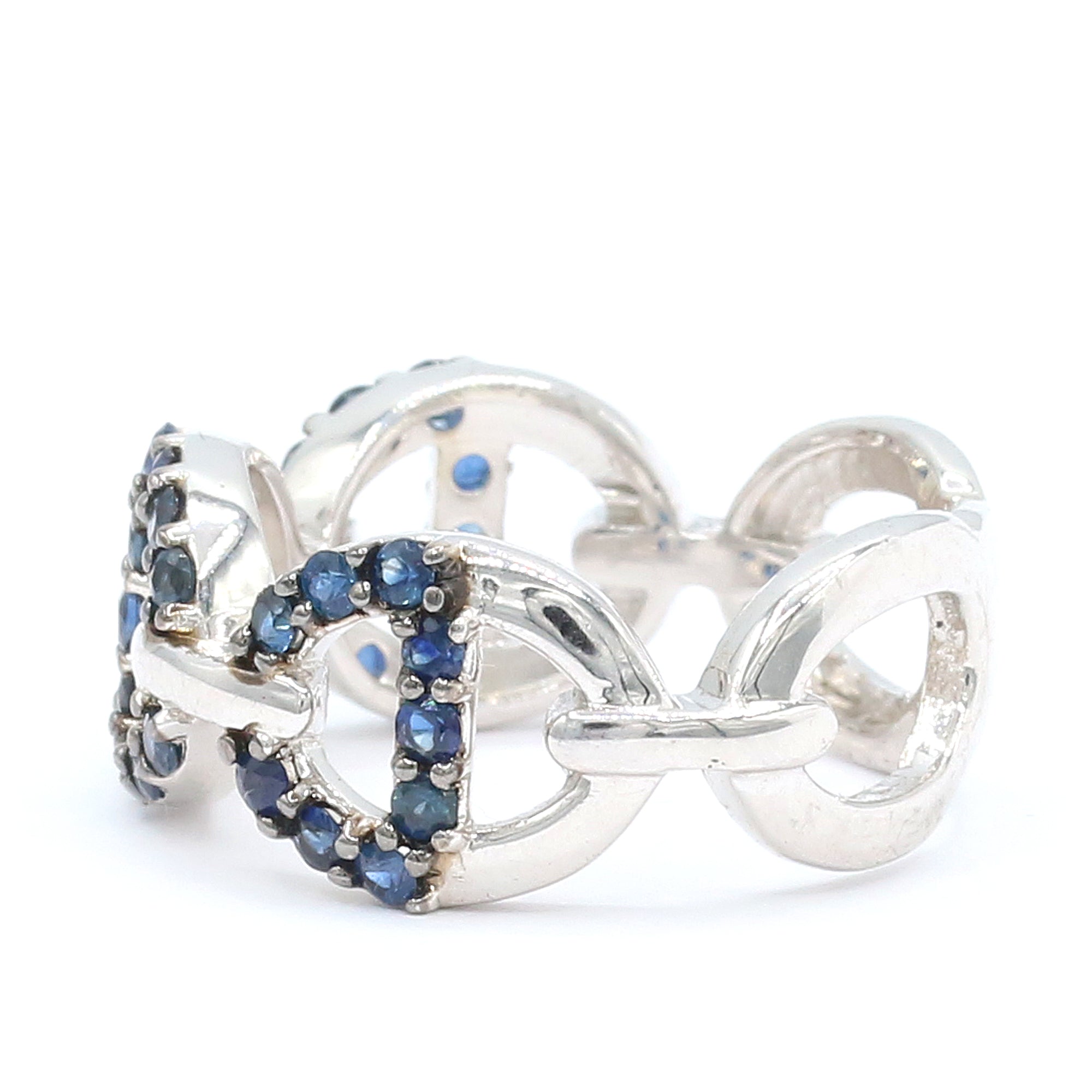 Hall of Jewels 1.32ctw Blue Sapphire Chain Pattern Ring