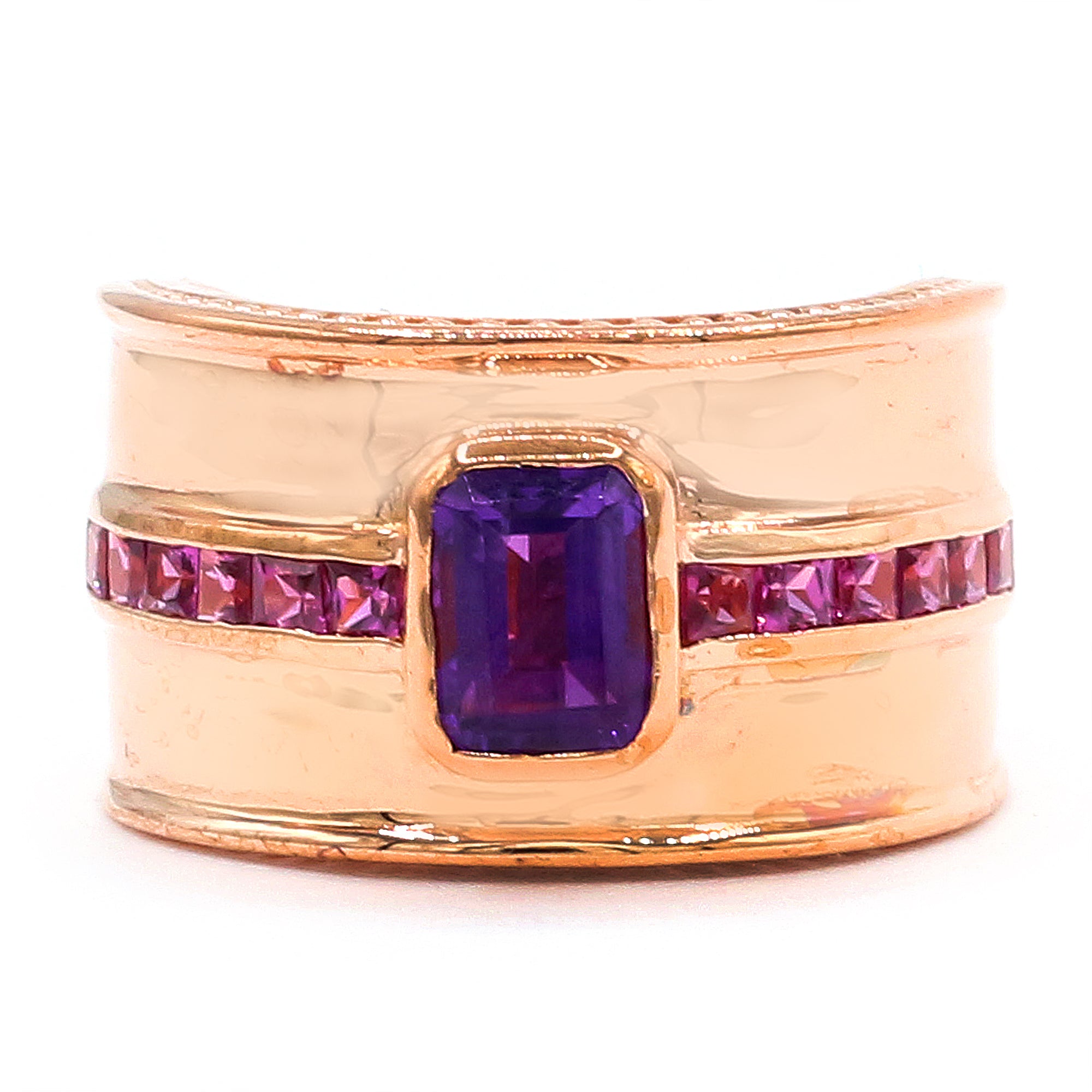 Hall of Jewels 1.50ctw African Amethyst & Rhodolite Garnet Wide Band Ring