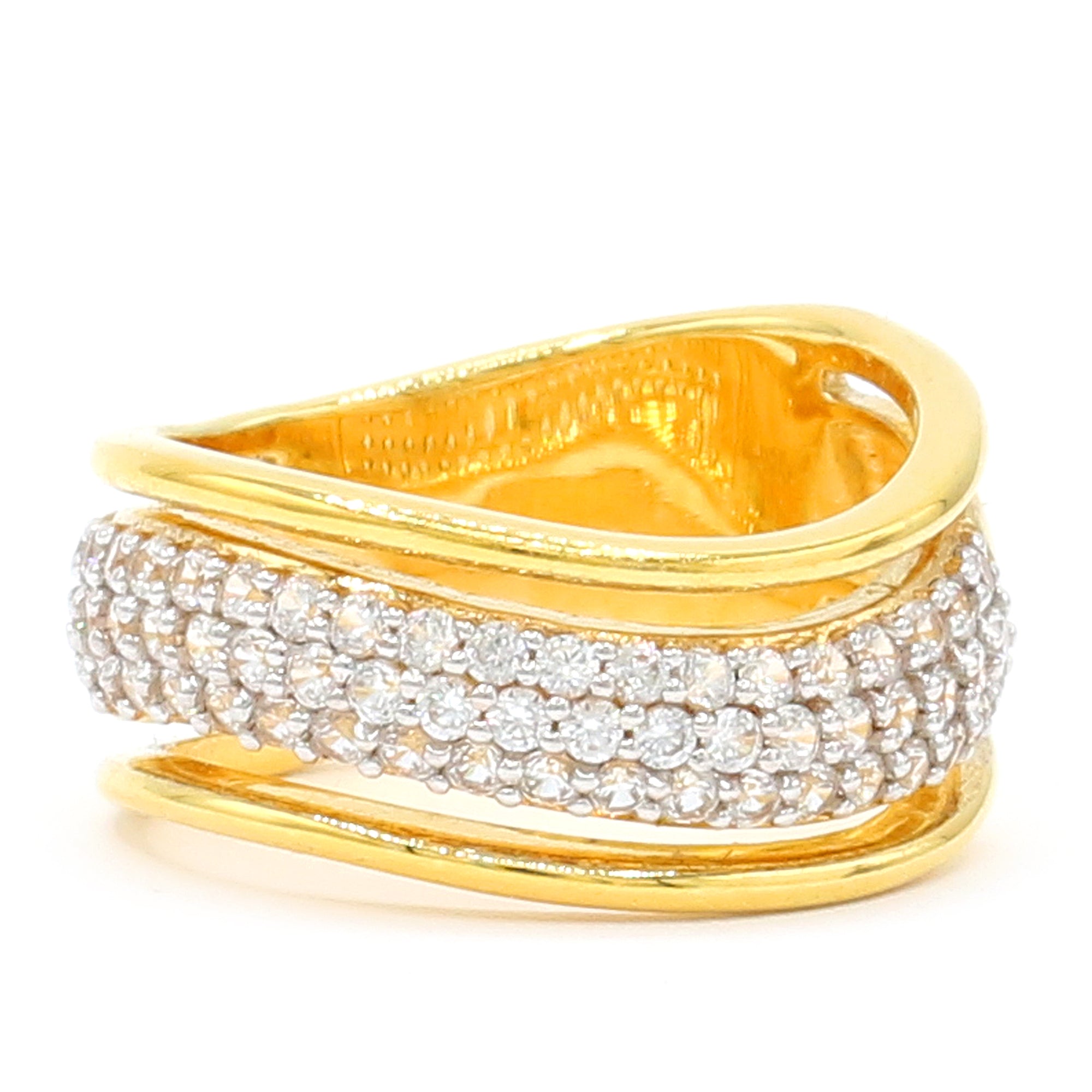 Hall of Jewels 1.39ctw White Zircon Wave Ring