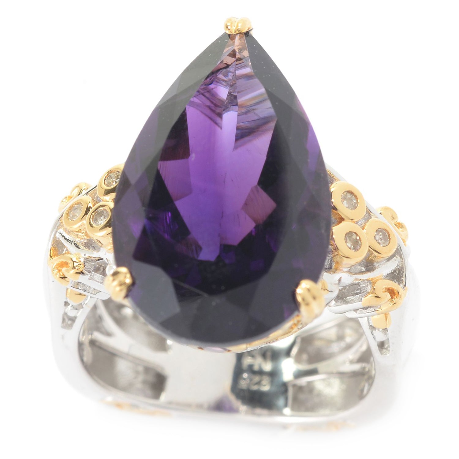 Gems en Vogue 9.95ctw African Amethyst, Pink Tourmaline & Diamond Ring