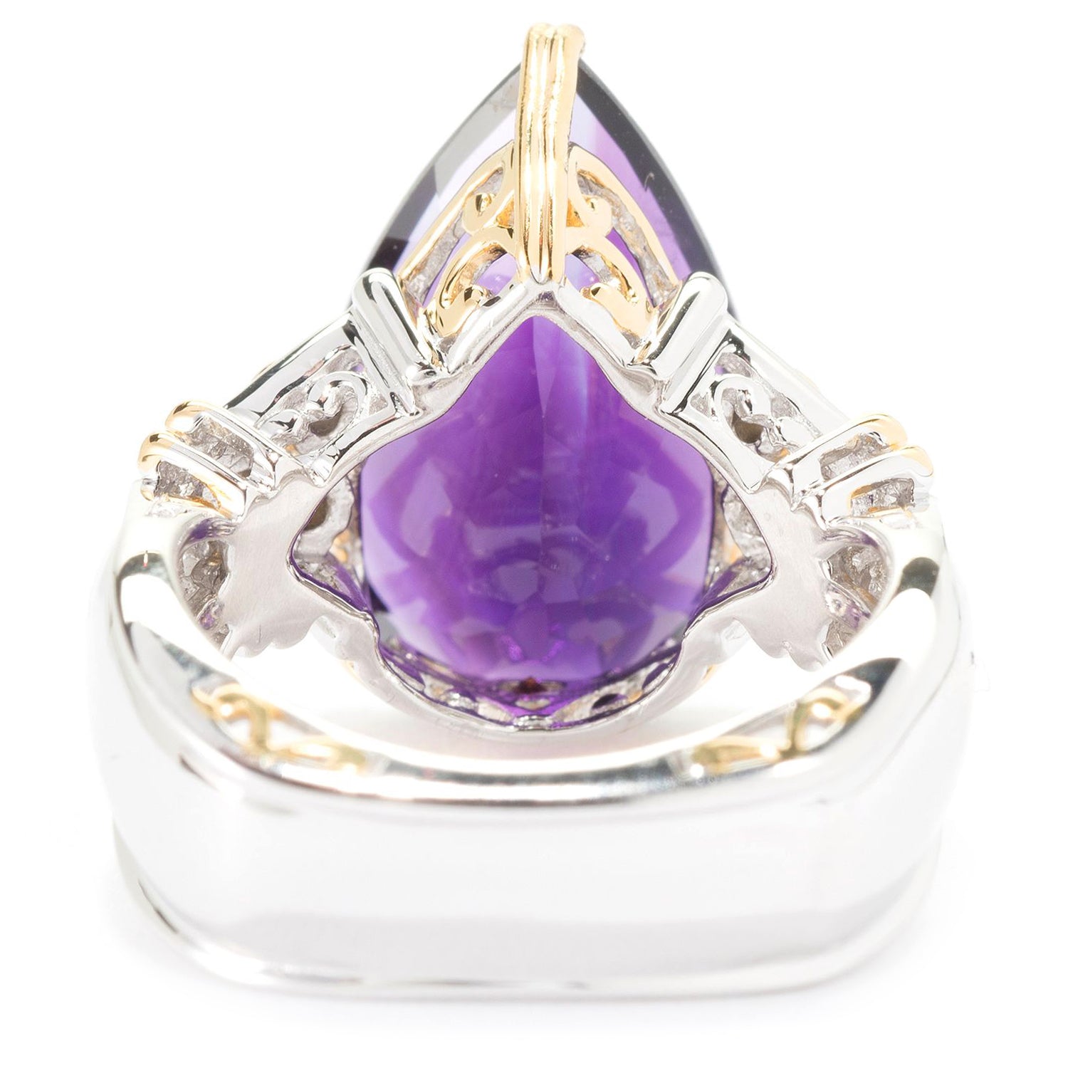 Gems en Vogue 9.95ctw African Amethyst, Pink Tourmaline & Diamond Ring