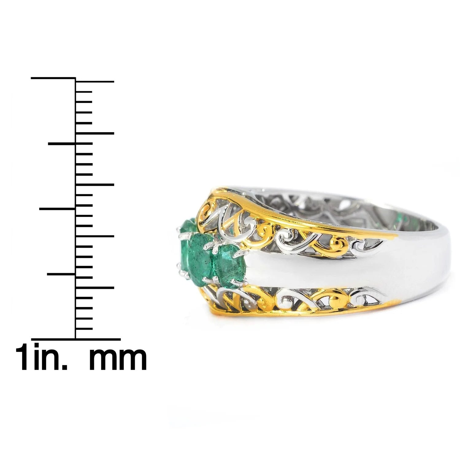 Gems en Vogue 1.44ctw Grizzly Emerald Five-Stone Graduated Band Ring