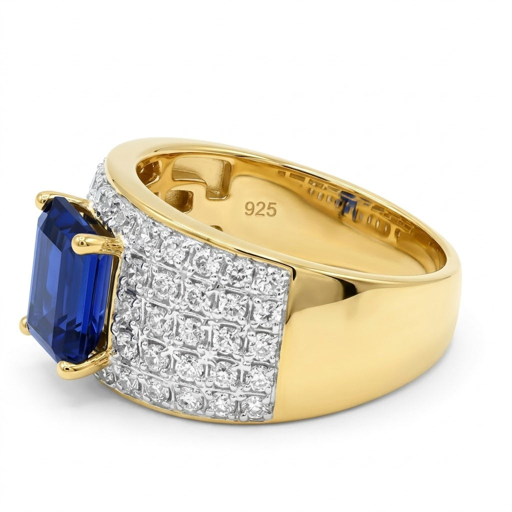 Signity Sterling Silver Created Blue Sapphire & Cubic Zirconia Ring CANNOT BE RESIZED