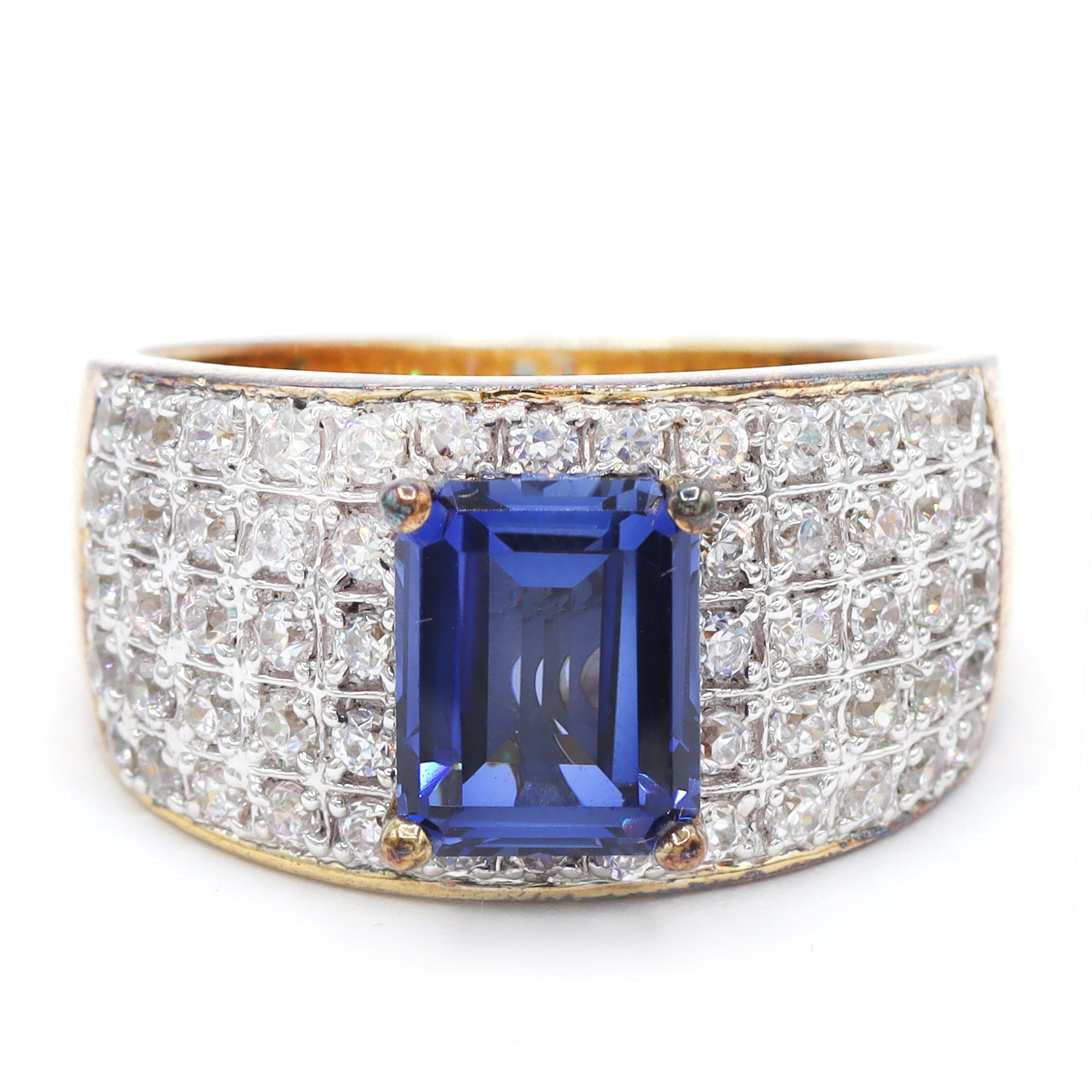 Signity Sterling Silver Created Blue Sapphire & Cubic Zirconia Ring CANNOT BE RESIZED