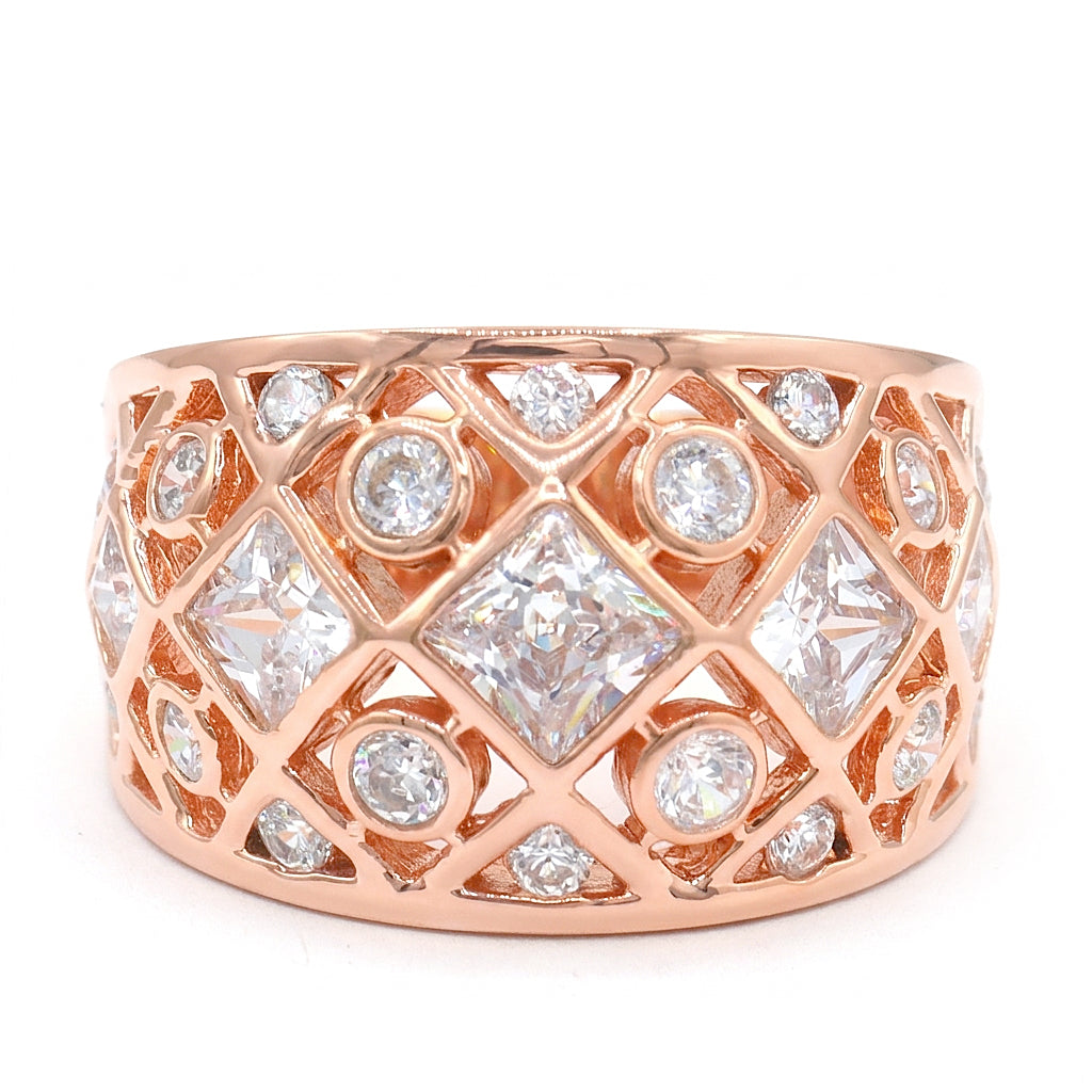 Signity Sterling Silver Cubic Zirconia Lattice Tapered Ring CANNOT BE RESIZED