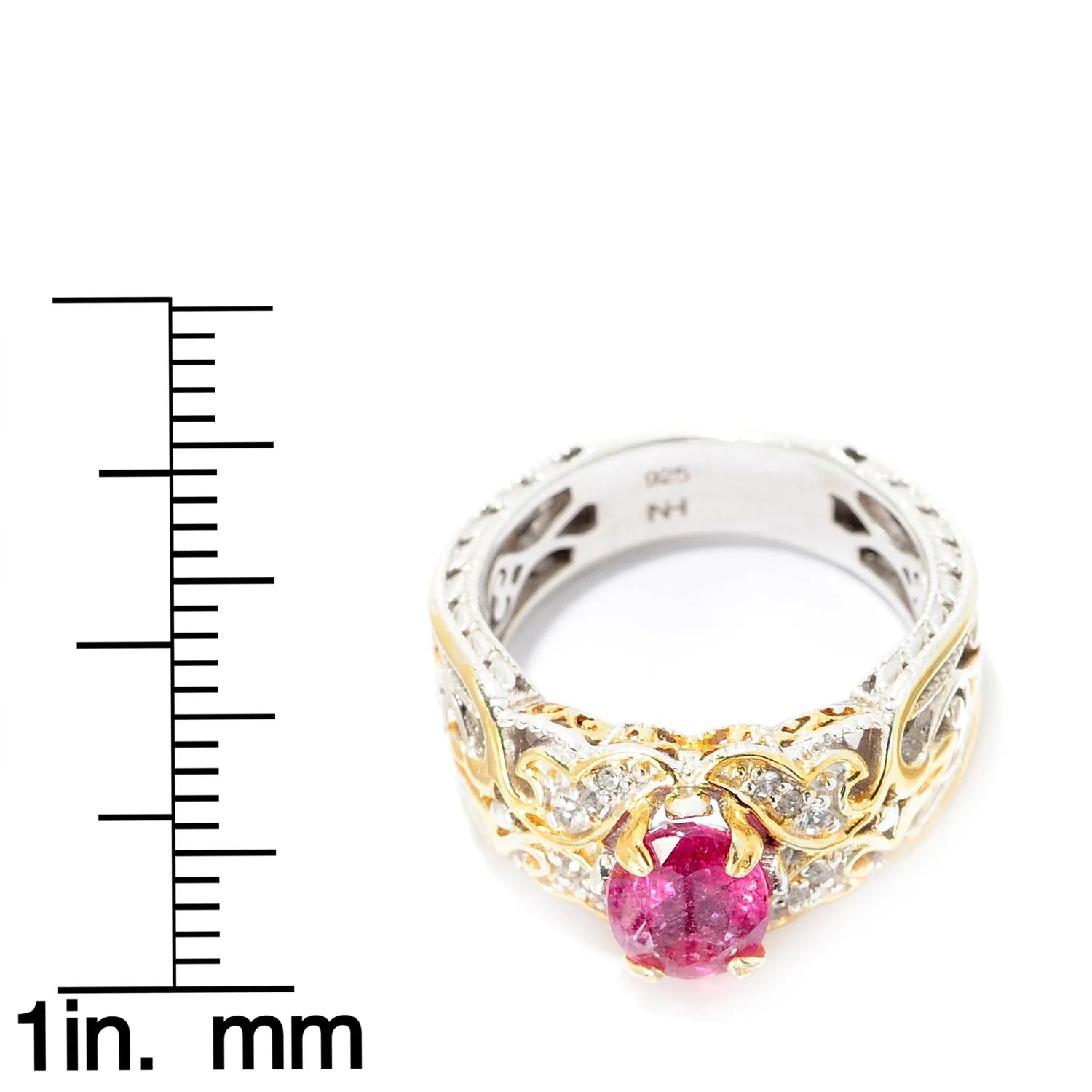 Gems en Vogue 1.16ctw Rubellite & White Sapphire Band Ring