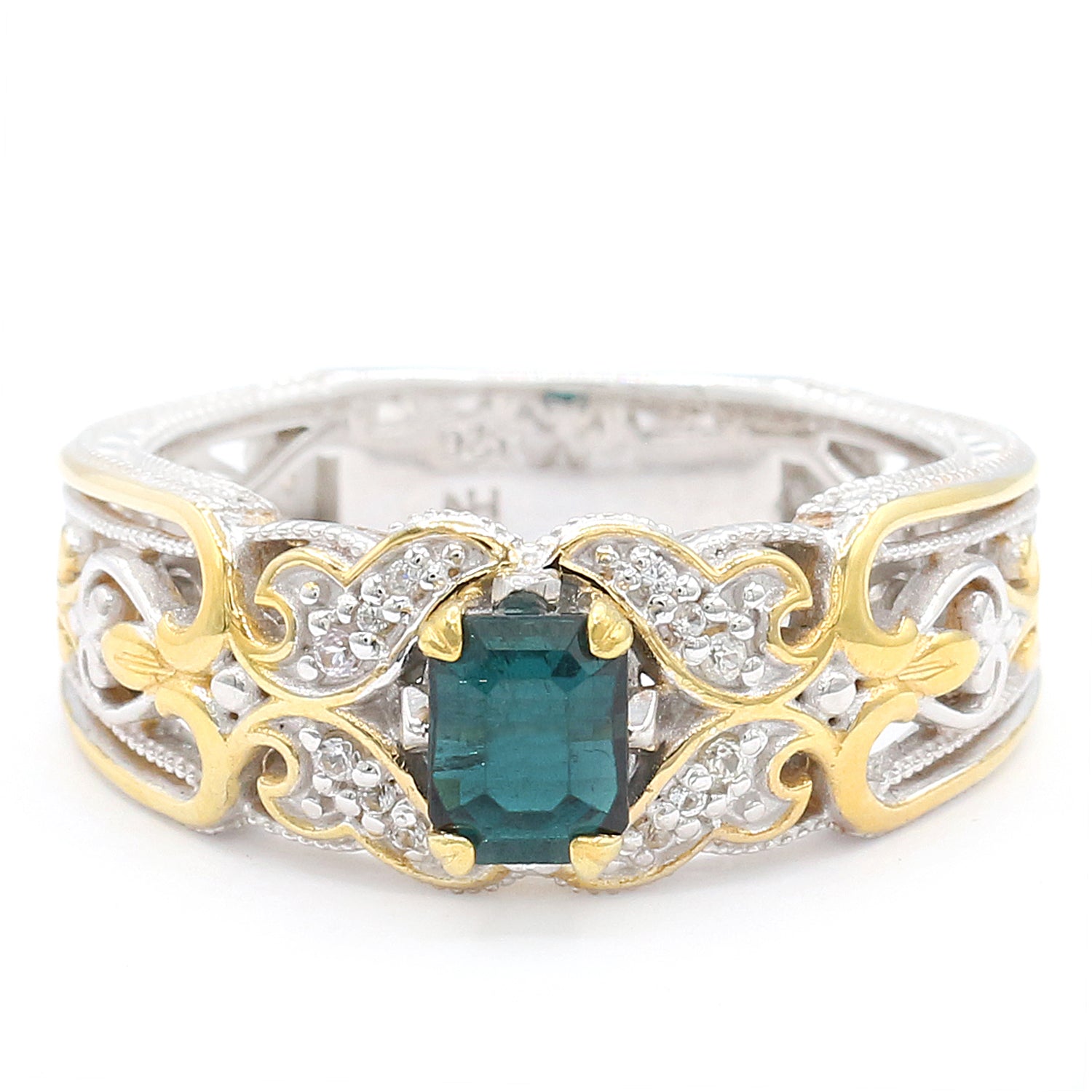Gems en Vogue 1.34ctw Indicolite & White Sapphire Ring