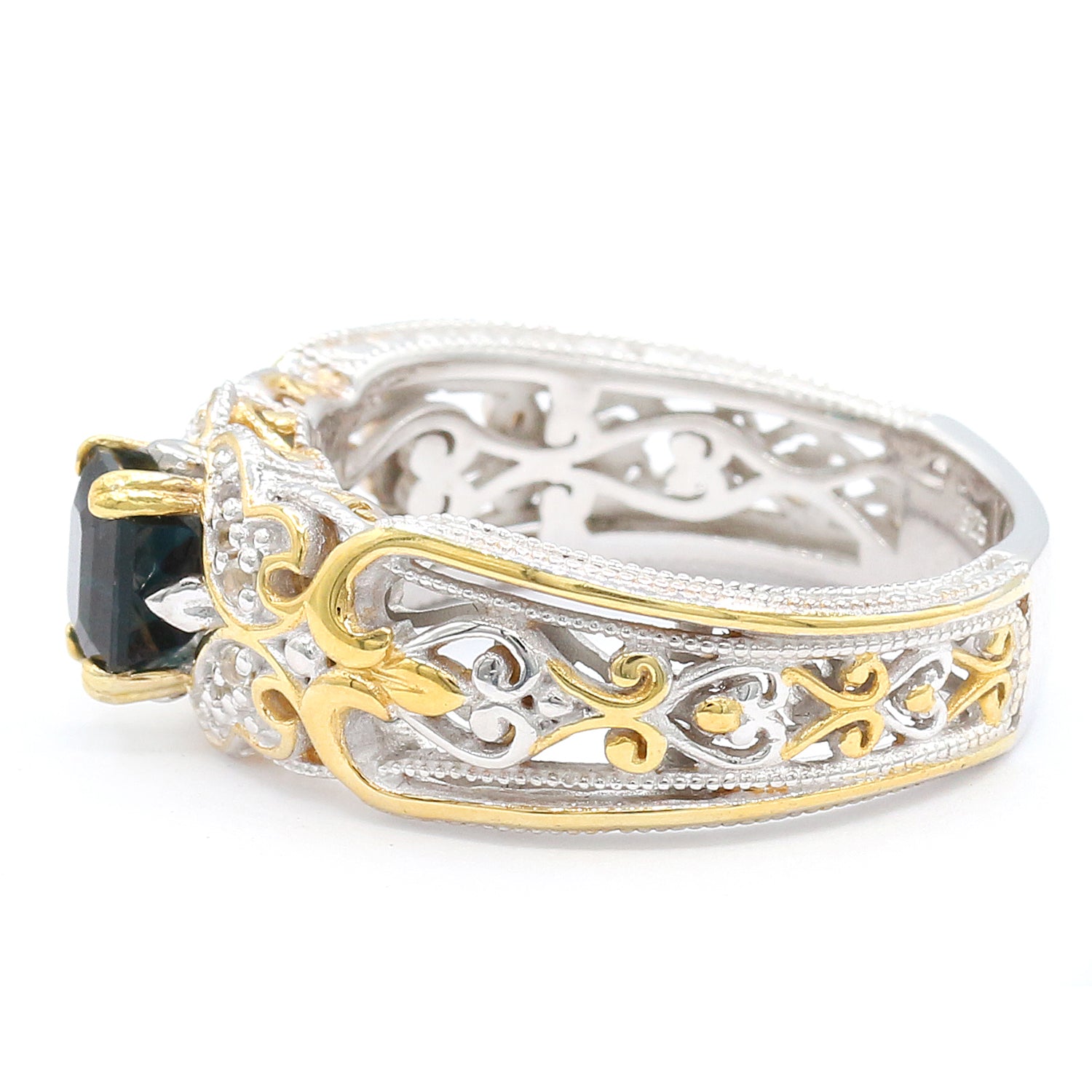 Gems en Vogue 1.34ctw Indicolite & White Sapphire Ring