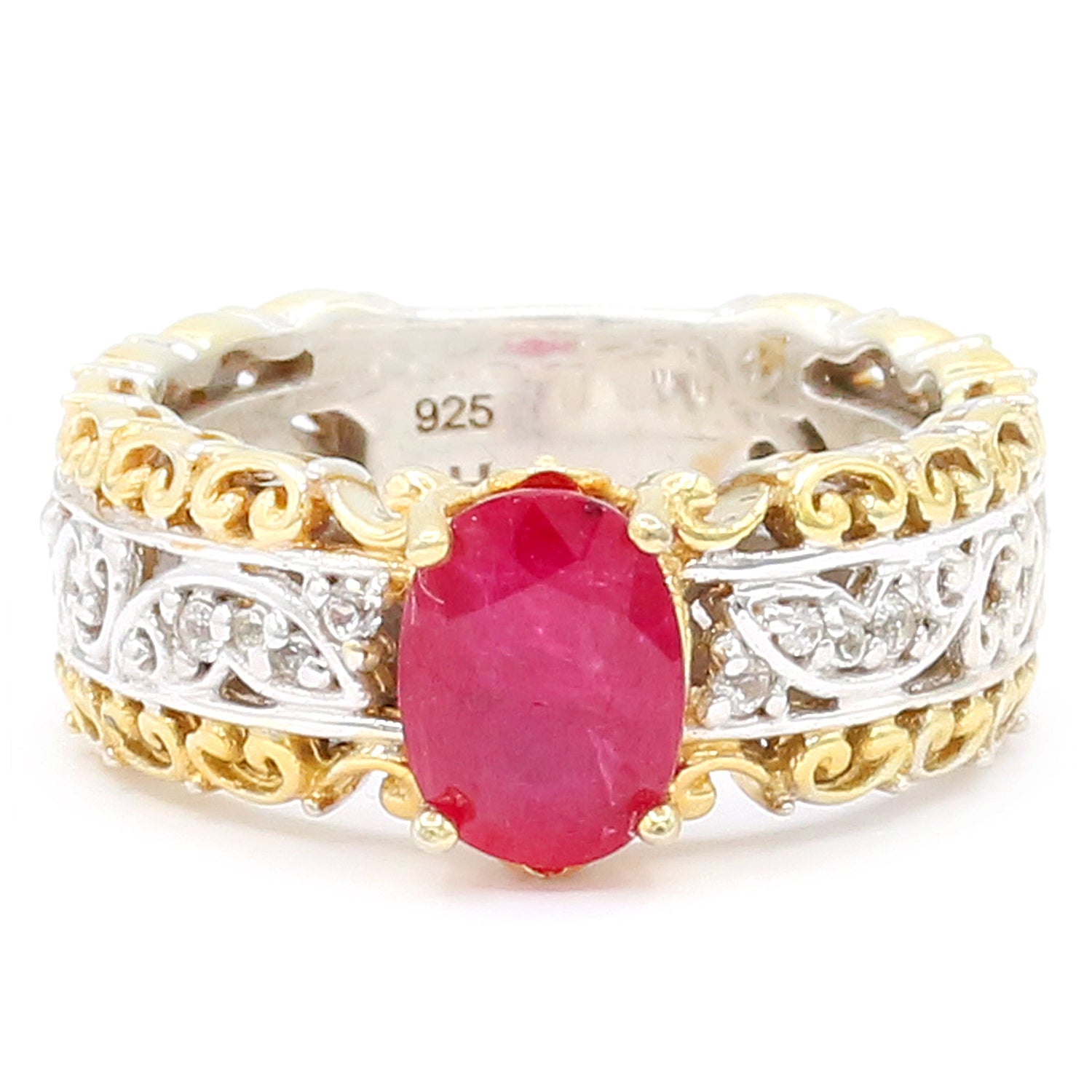 Gems en Vogue 1.65ctw Ruby & White Sapphire Ring