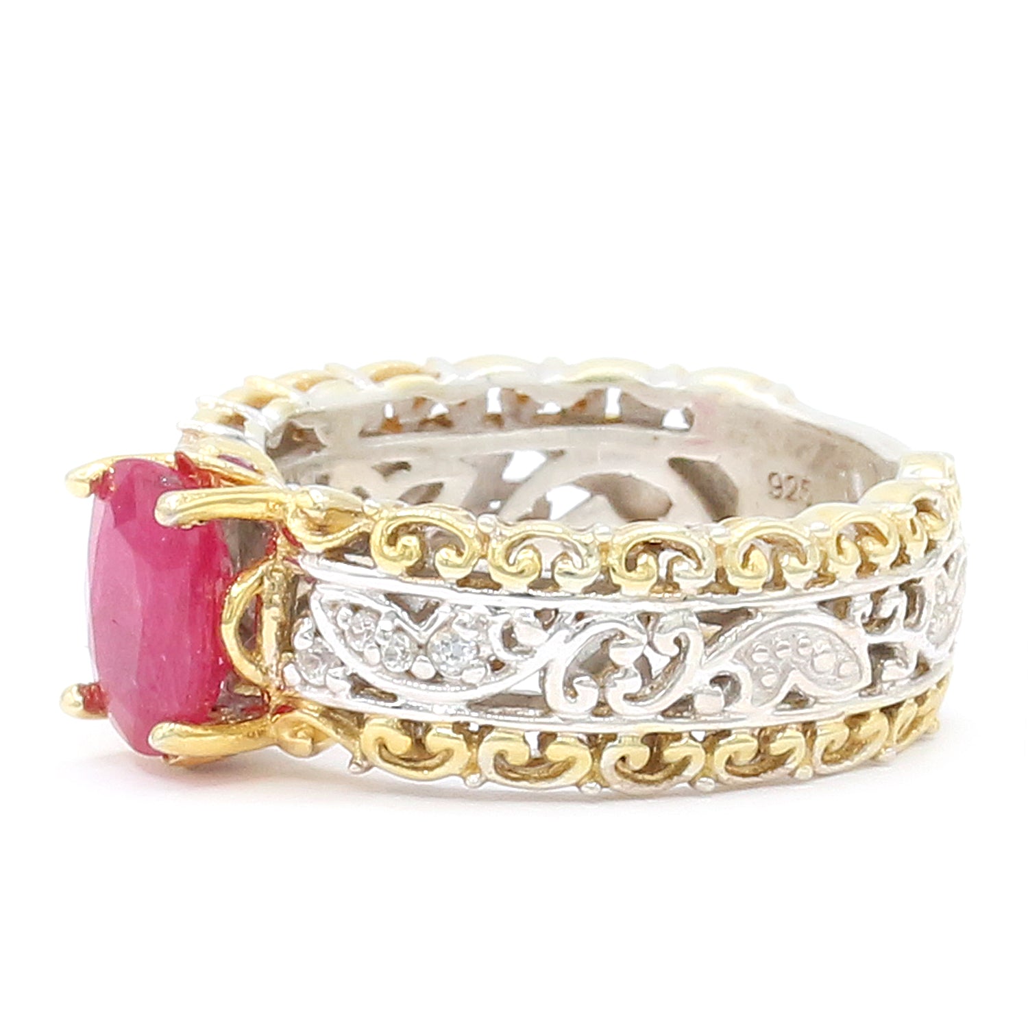 Gems en Vogue 1.65ctw Ruby & White Sapphire Ring