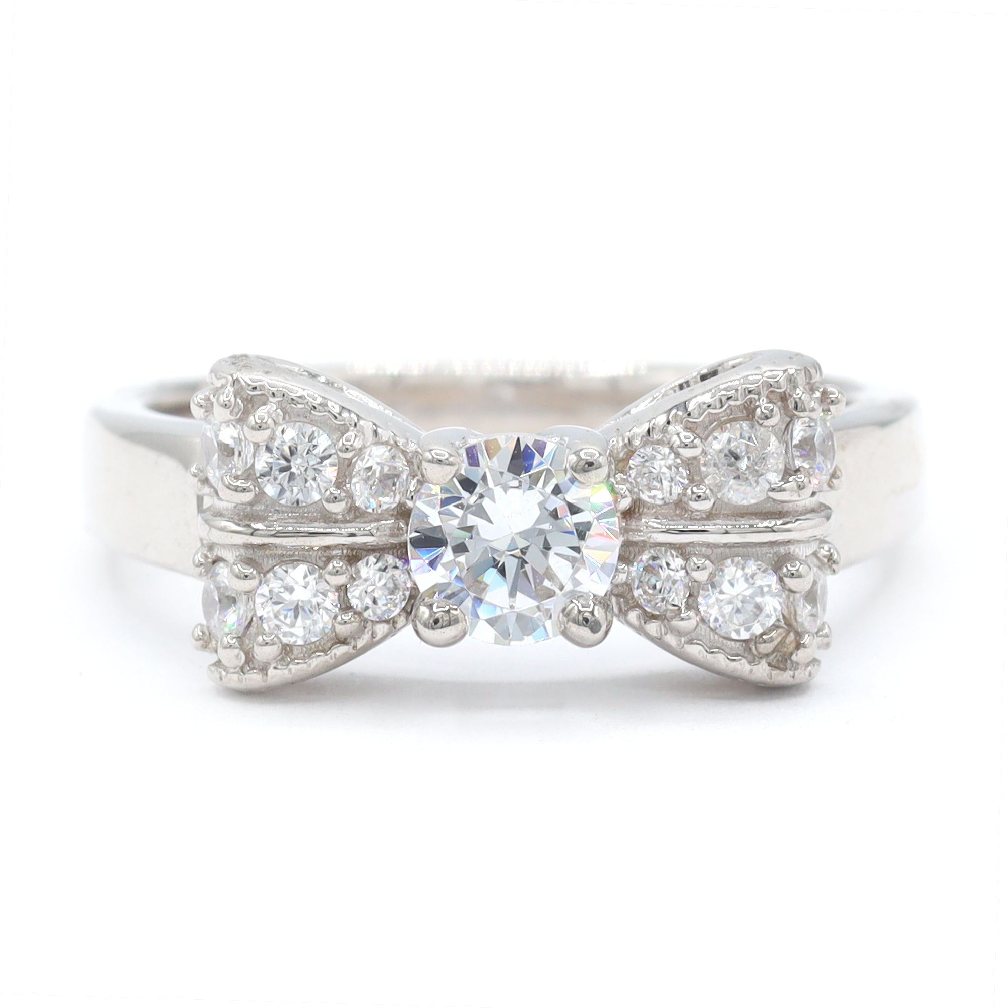 Signity Sterling Silver Cubic Zirconia Bow Ring CANNOT BE RESIZED