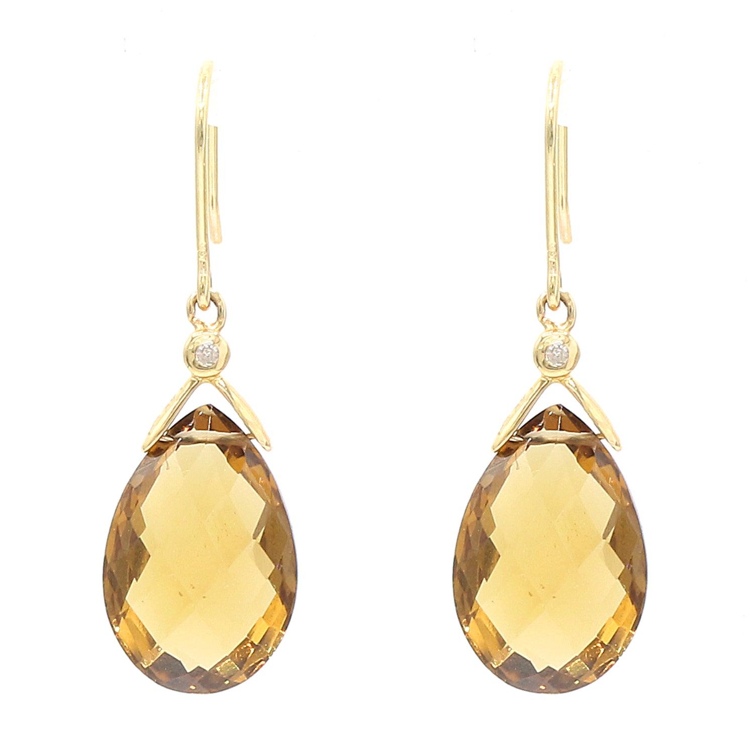 Golden Jewel 14K Gold Choice of Gemstone & Diamond Drop Earrings