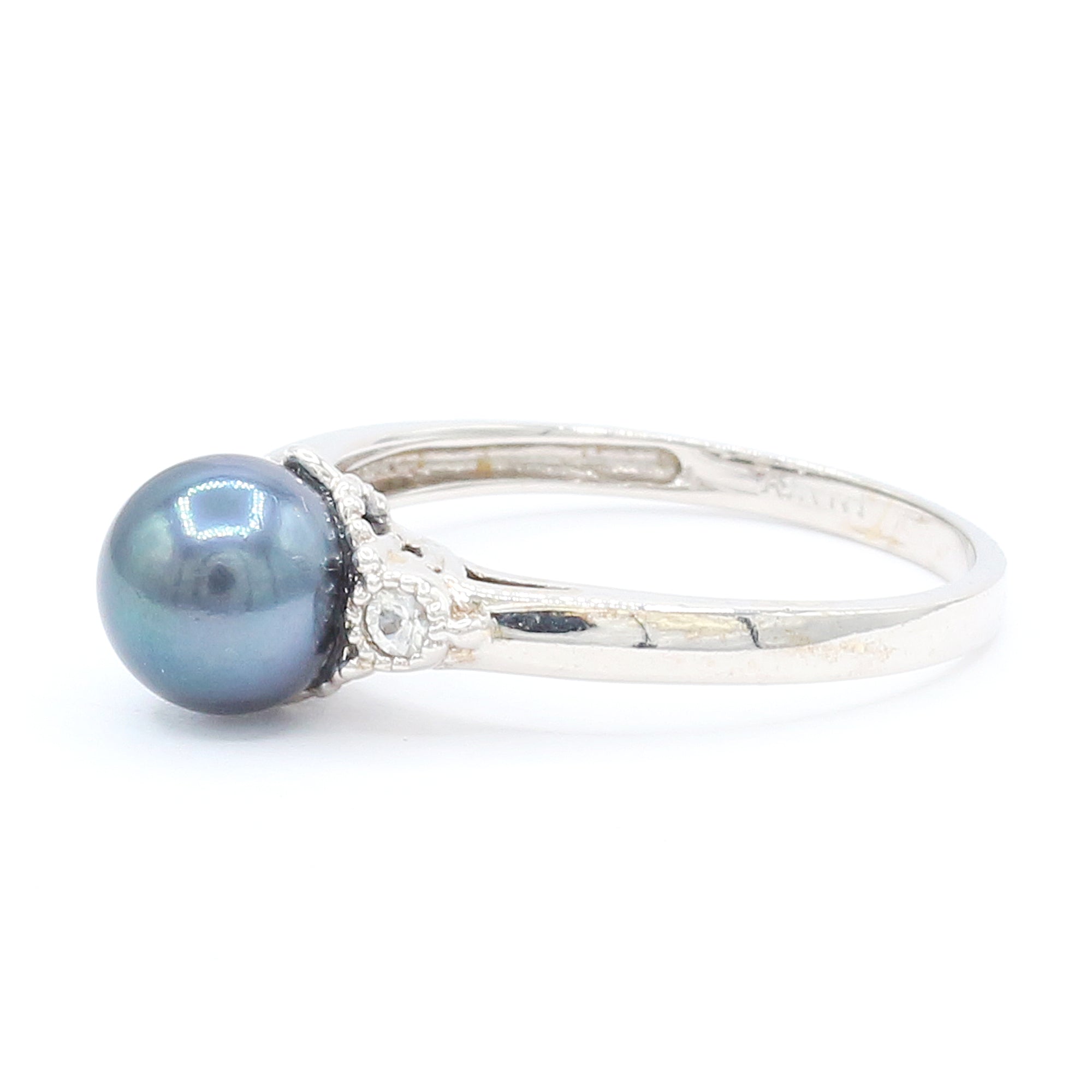 Golden Jewel 10K White Gold Peacock Pearl & Sapphire Ring