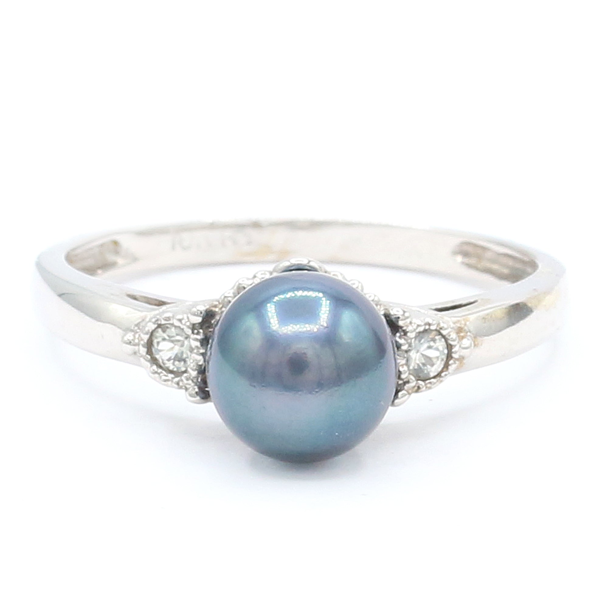 Golden Jewel 10K White Gold Peacock Pearl & Sapphire Ring