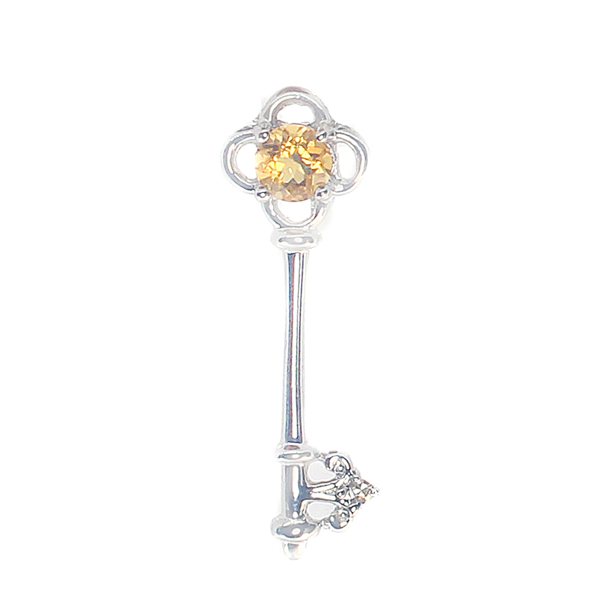 Golden Jewel 10K White Gold 0.31ctw Citrine & Diamond Pendant CHAIN NOT INCLUDED