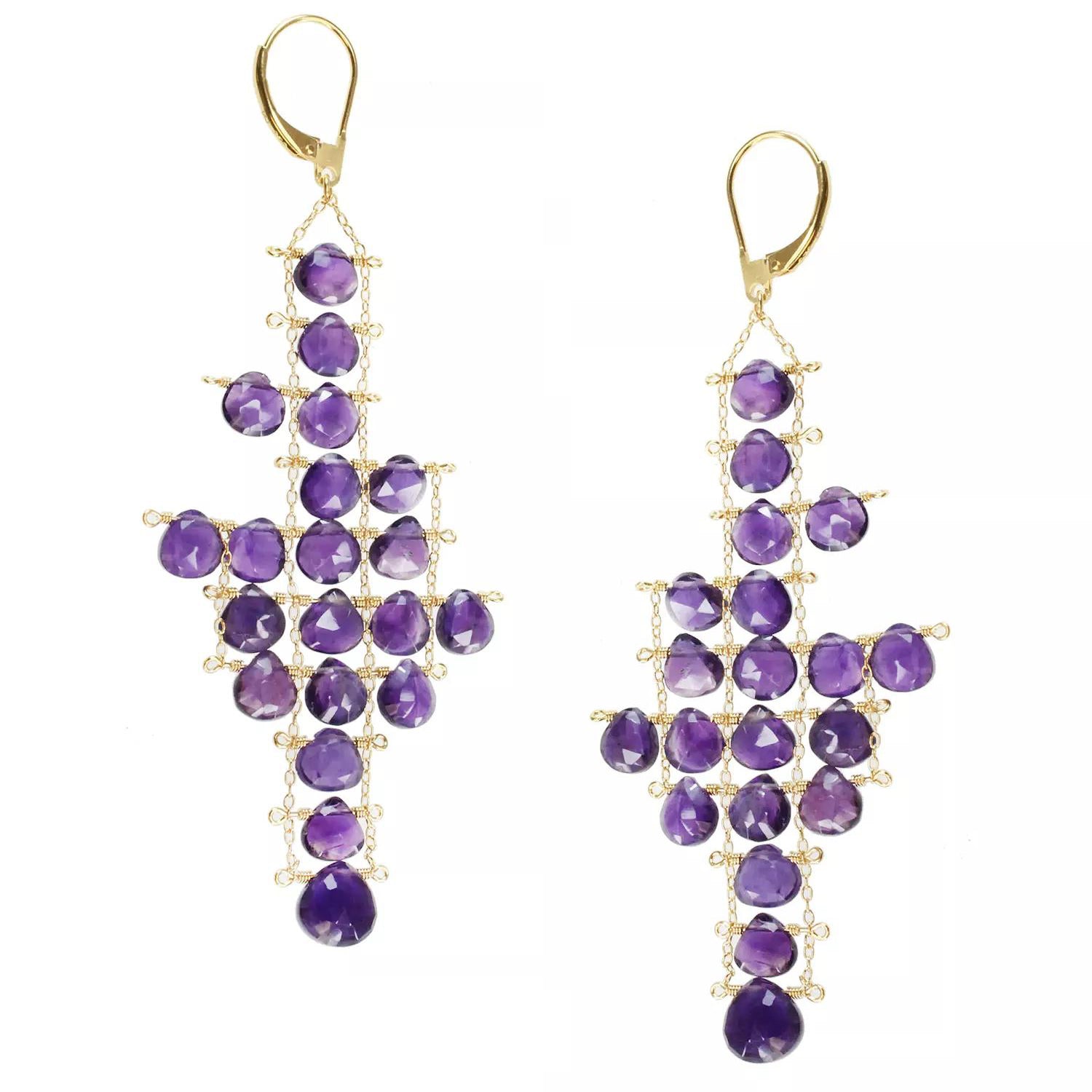 Kristen Amato 42.00ctw Multi Amethyst Drop Earrings