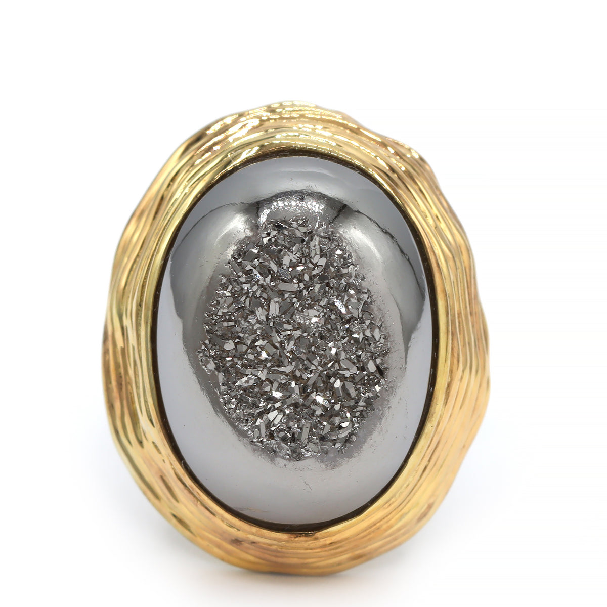 Provisor 16.05ctw Druzy & Blue Sapphire Ring