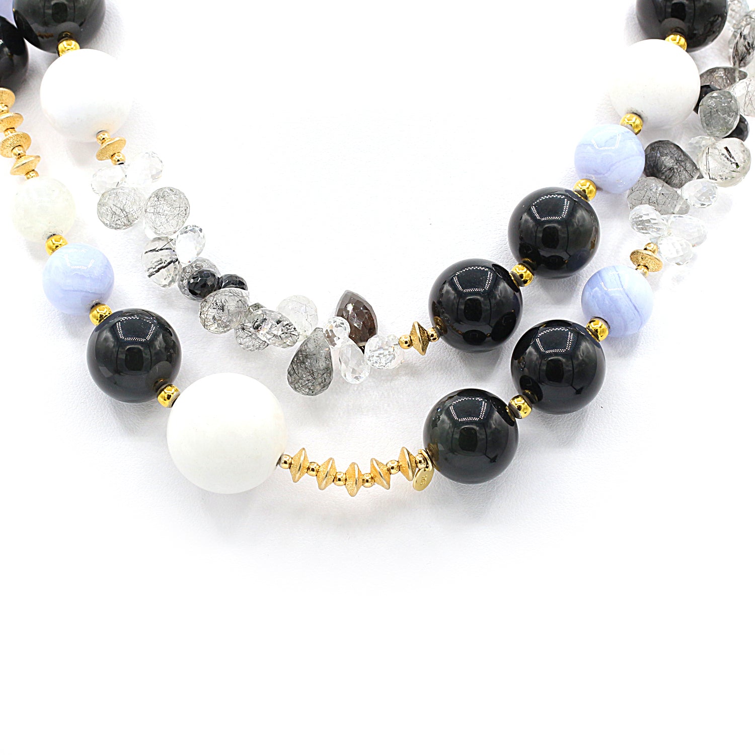Provisor Obsidian, Agate, Moonstone & Quartz Necklace