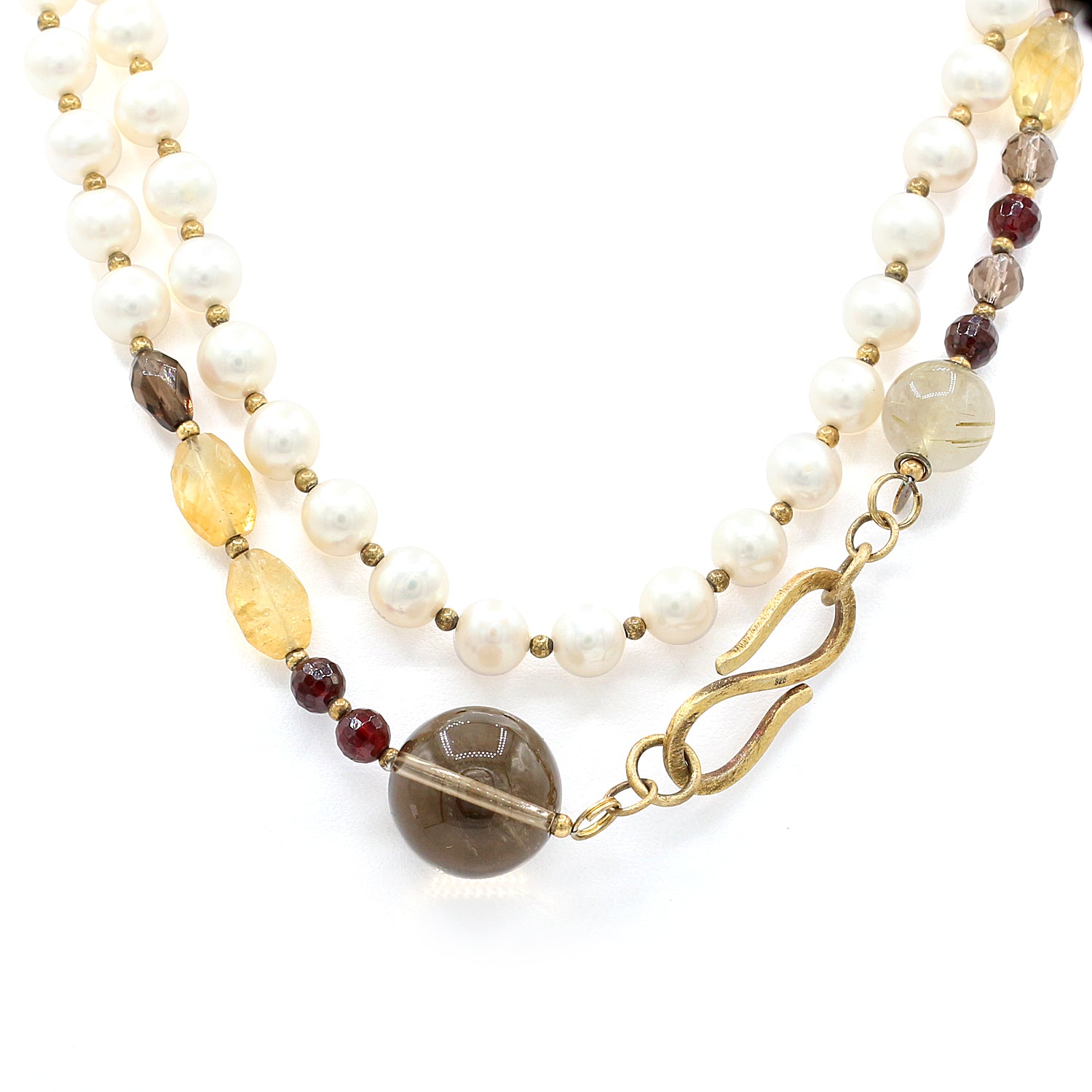 Provisor Smoky Quartz, Pearl & Multi Gemstones Bead Necklace