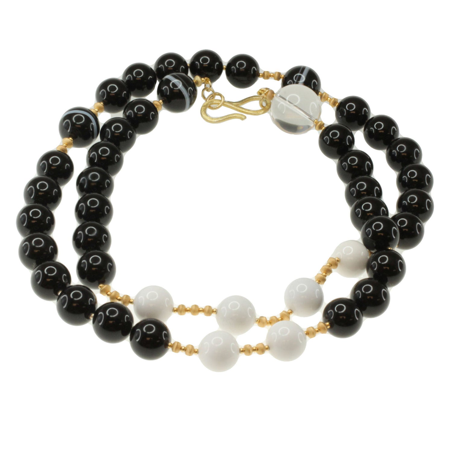 Provisor Black Onyx, White Agate & Amazonite/Clear Quartz Bead Necklace
