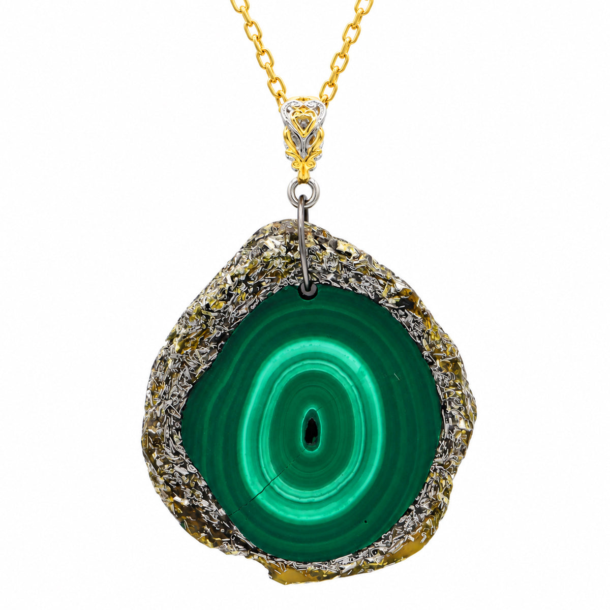 Gems en Vogue 35mm Malachite Slice Pendant