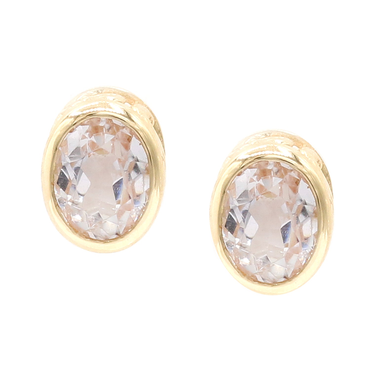 Gems en Vogue 14K Yellow Gold 3.20ctw Oval Pastel Kunzite Stud Earrings