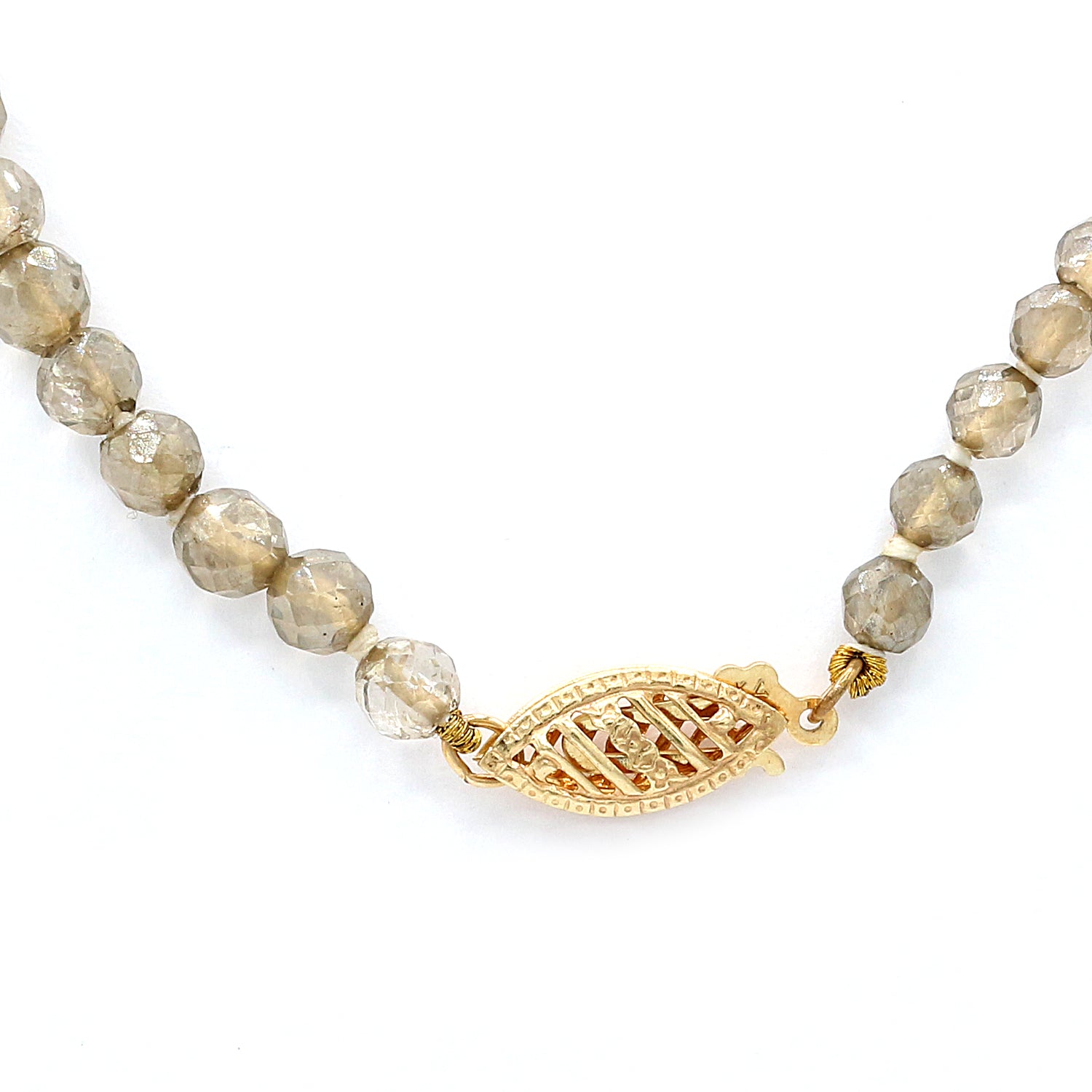 Golden Jewel 14K Yellow Gold Smoky Quartz Bead Necklace