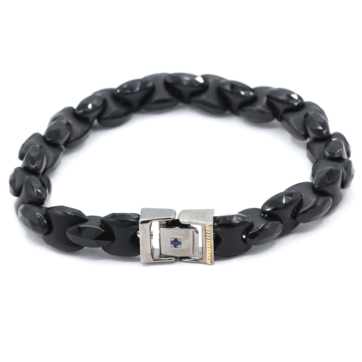 Gems en Vogue Black Agate & Blue Sapphire Bracelet