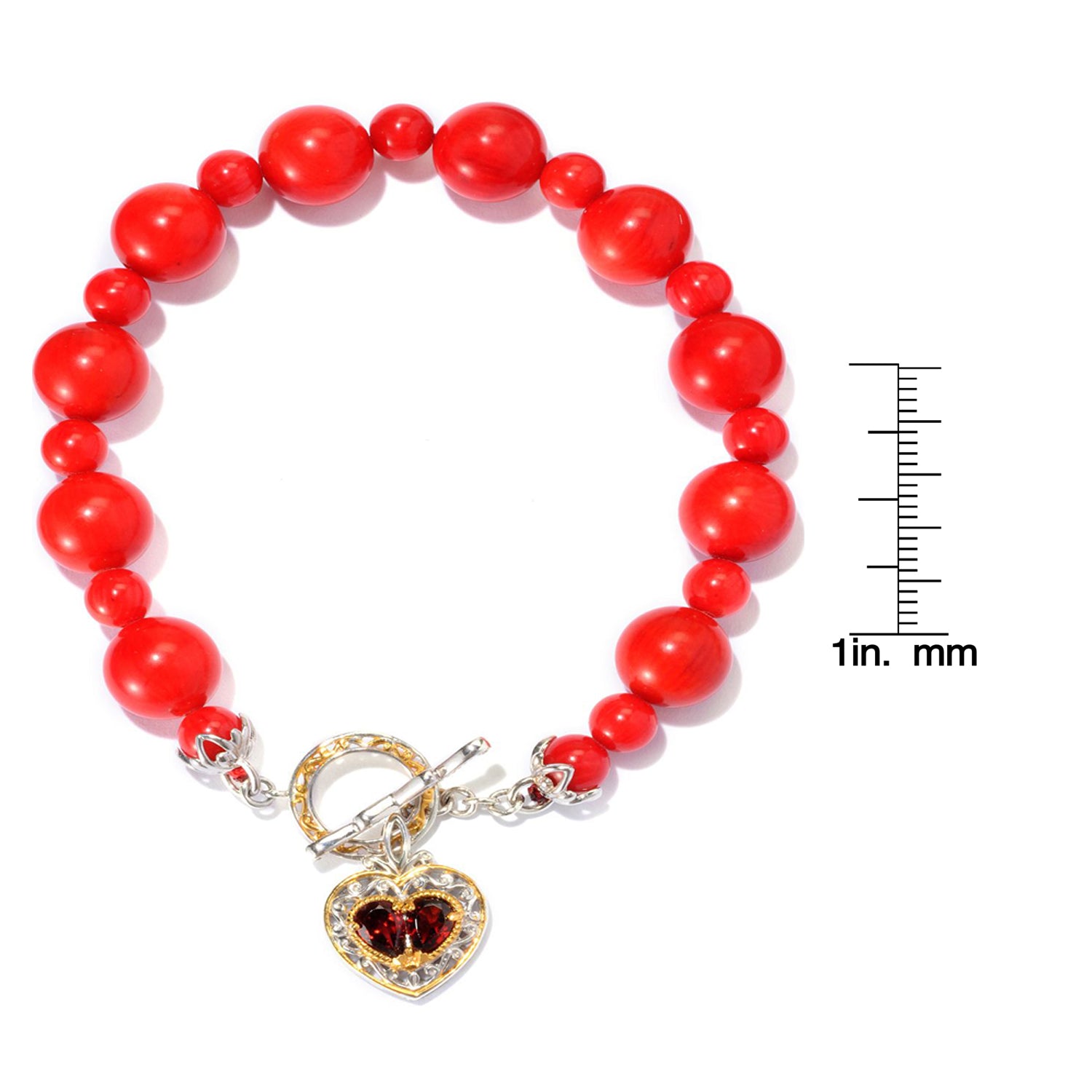 Gems en Vogue Choice of Gemstone & Heart Charm Toggle Bracelet