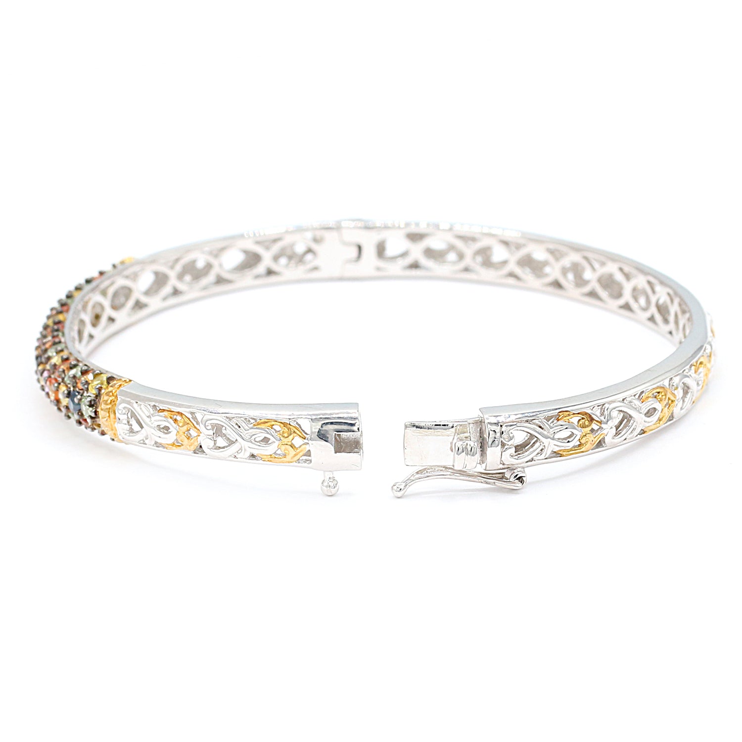 Gems en Vogue 3.84ctw Multi Sapphire Bangle Bracelet