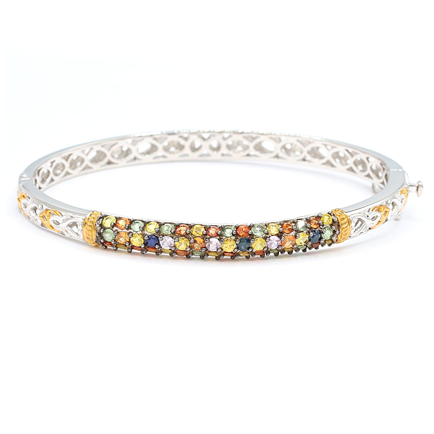 Gems en Vogue 3.84ctw Multi Sapphire Bangle Bracelet