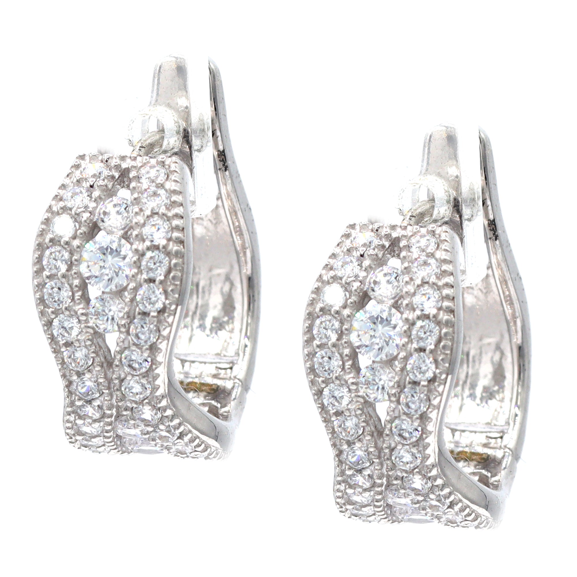 Signity Sterling Silver Cubic Zirconia Wave Earrings